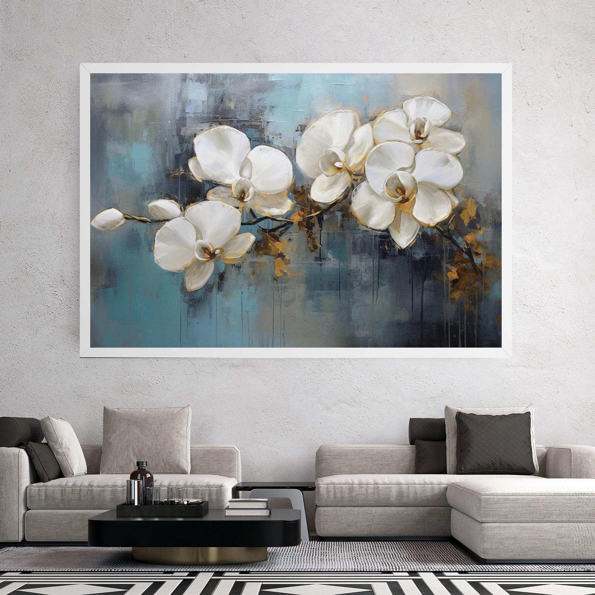 Картина на платно White Orchids Painting mockup 2