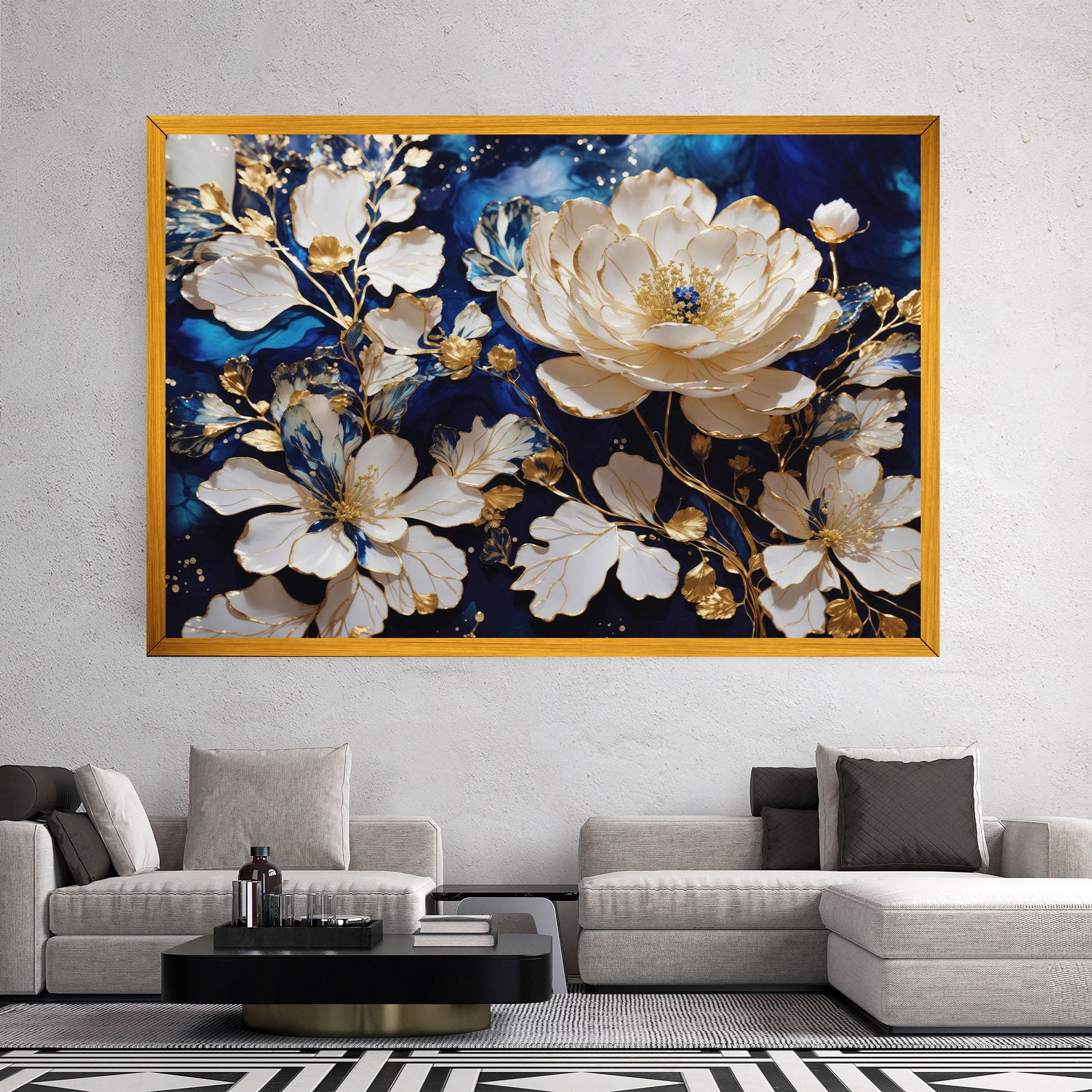 Картина на платно Beautiful Golden White Rose mockup 2