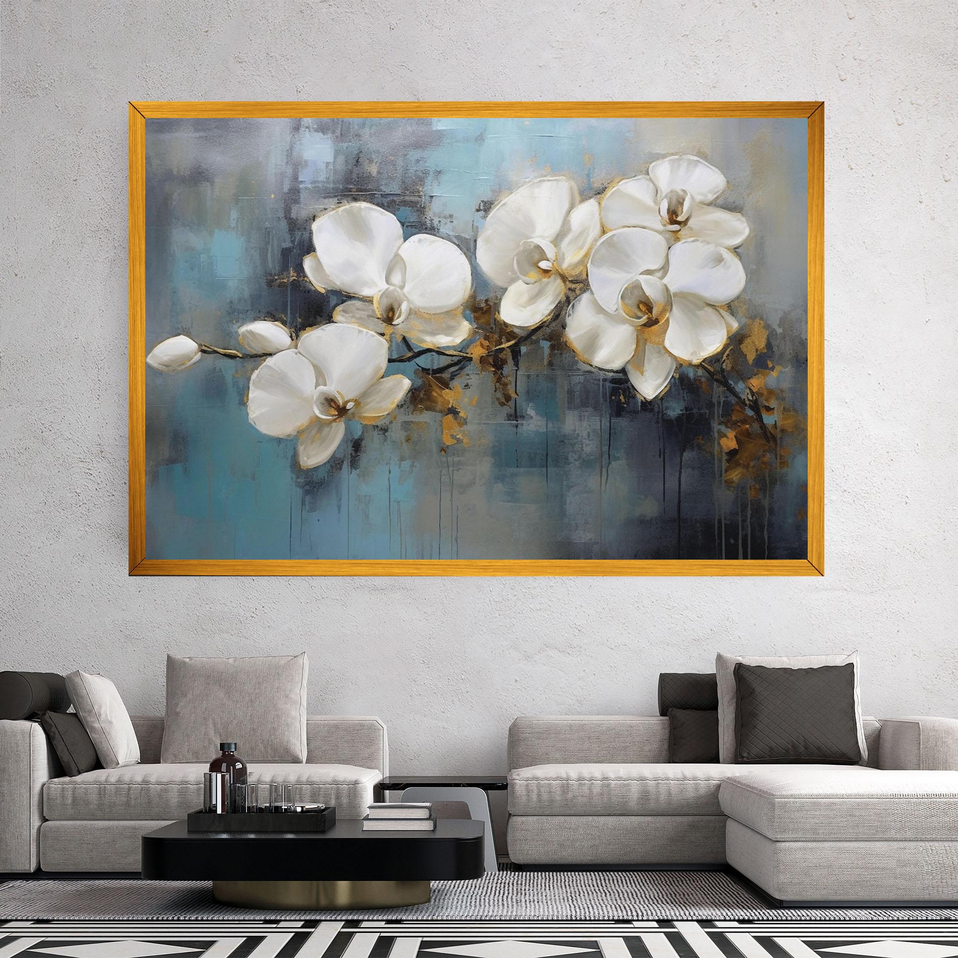 Картина на платно White Orchids Painting mockup 2