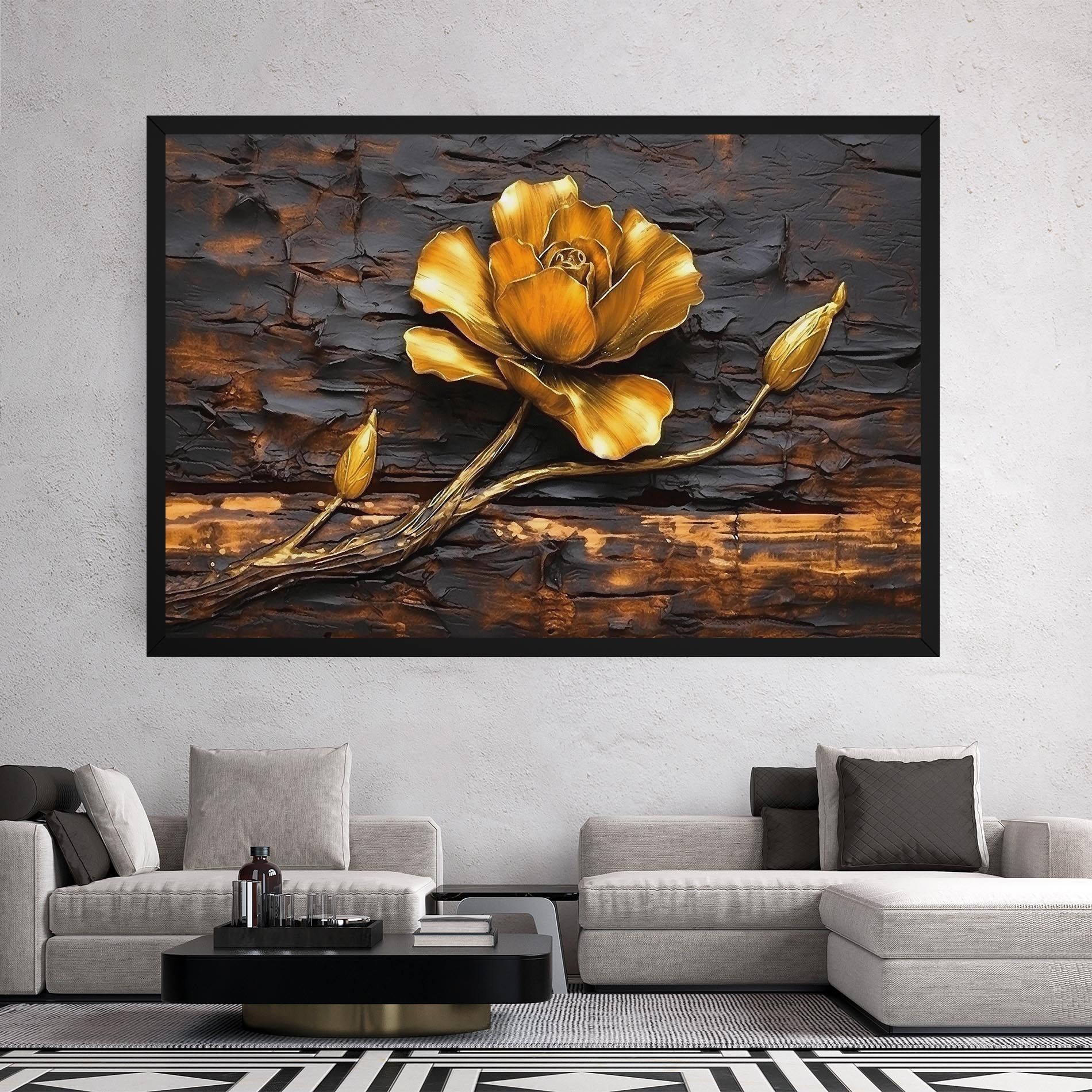 Golden Rose On Wood mockup 2