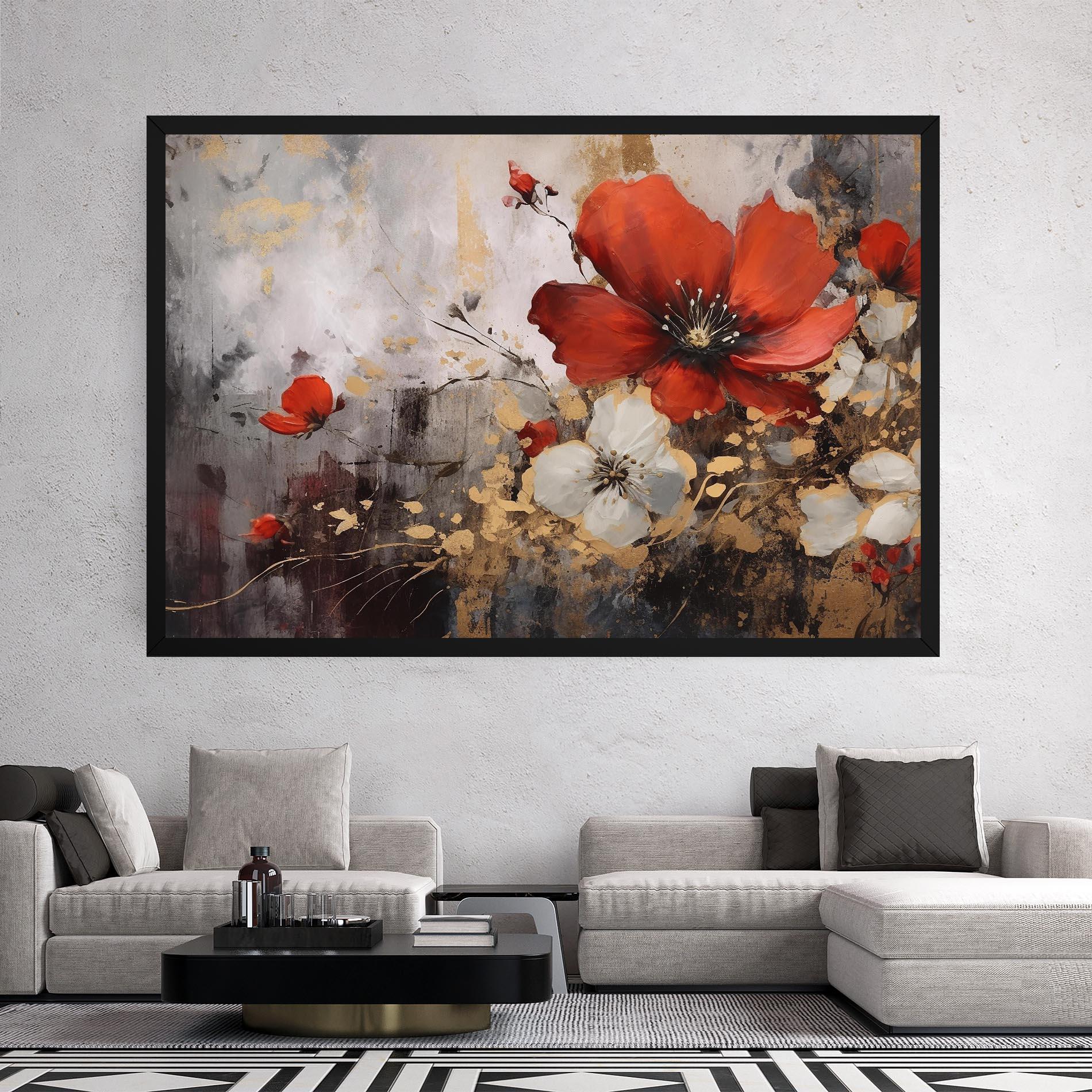 Картина на платно Red Poppy Painting mockup 2
