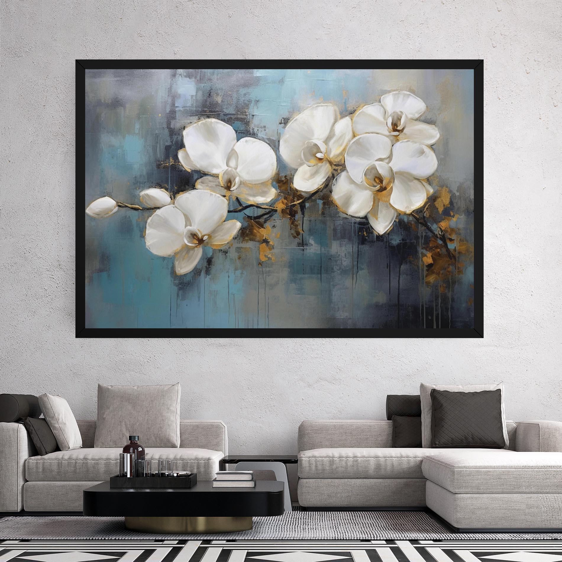 Картина на платно White Orchids Painting mockup 2