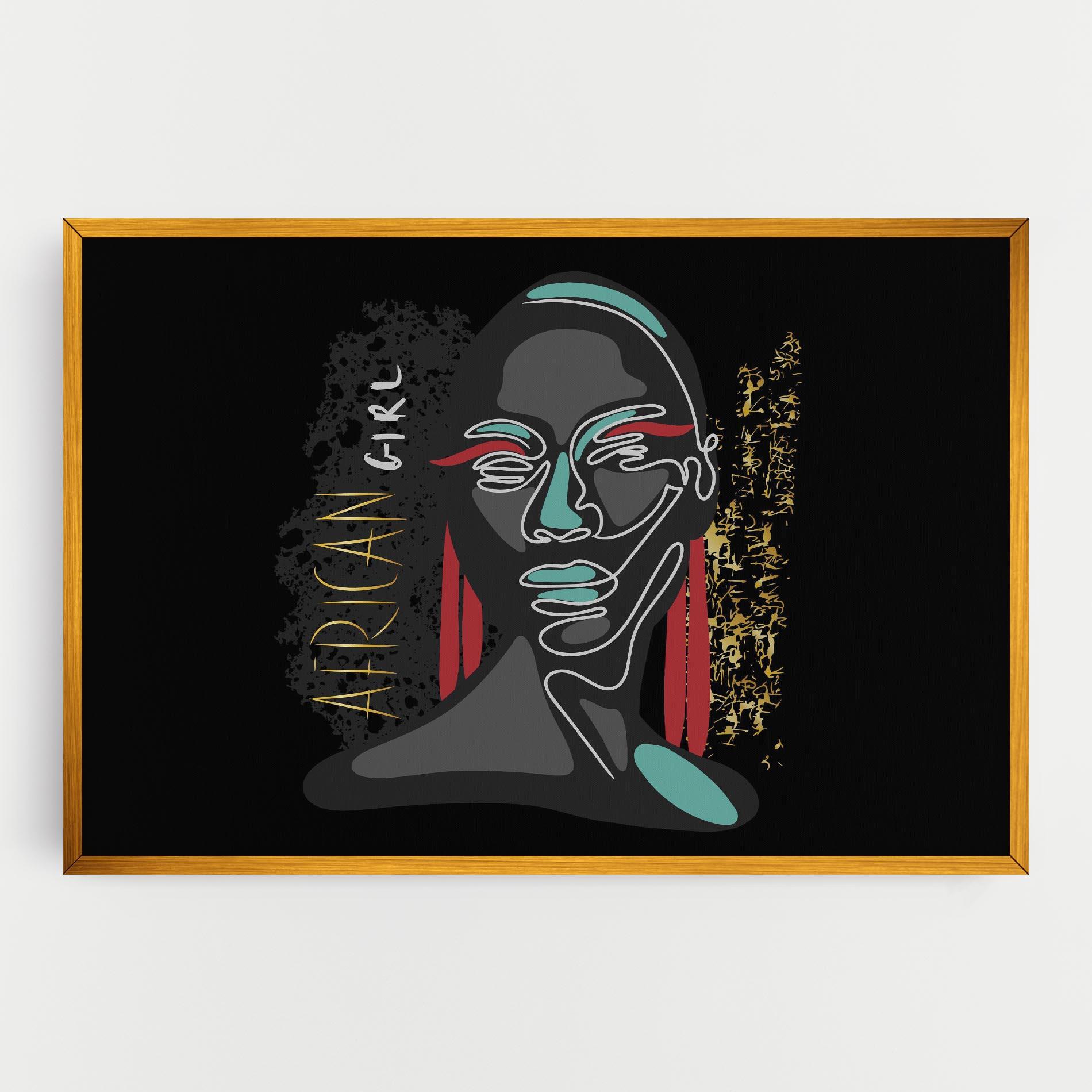 Картина на платно Gold African Girl mockup 0