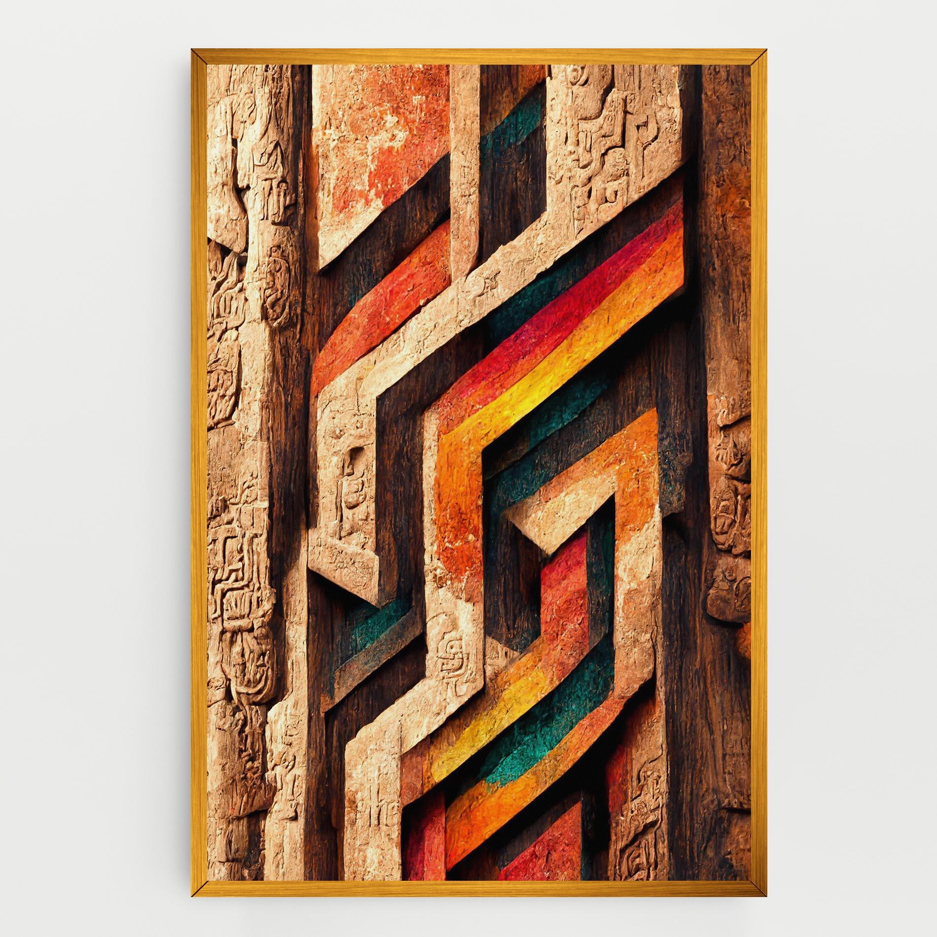 Картина на платно Mayan Style Wood mockup 0