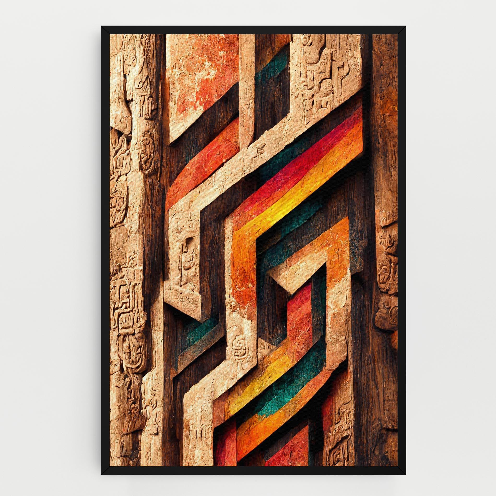 Картина на платно Mayan Style Wood mockup 0