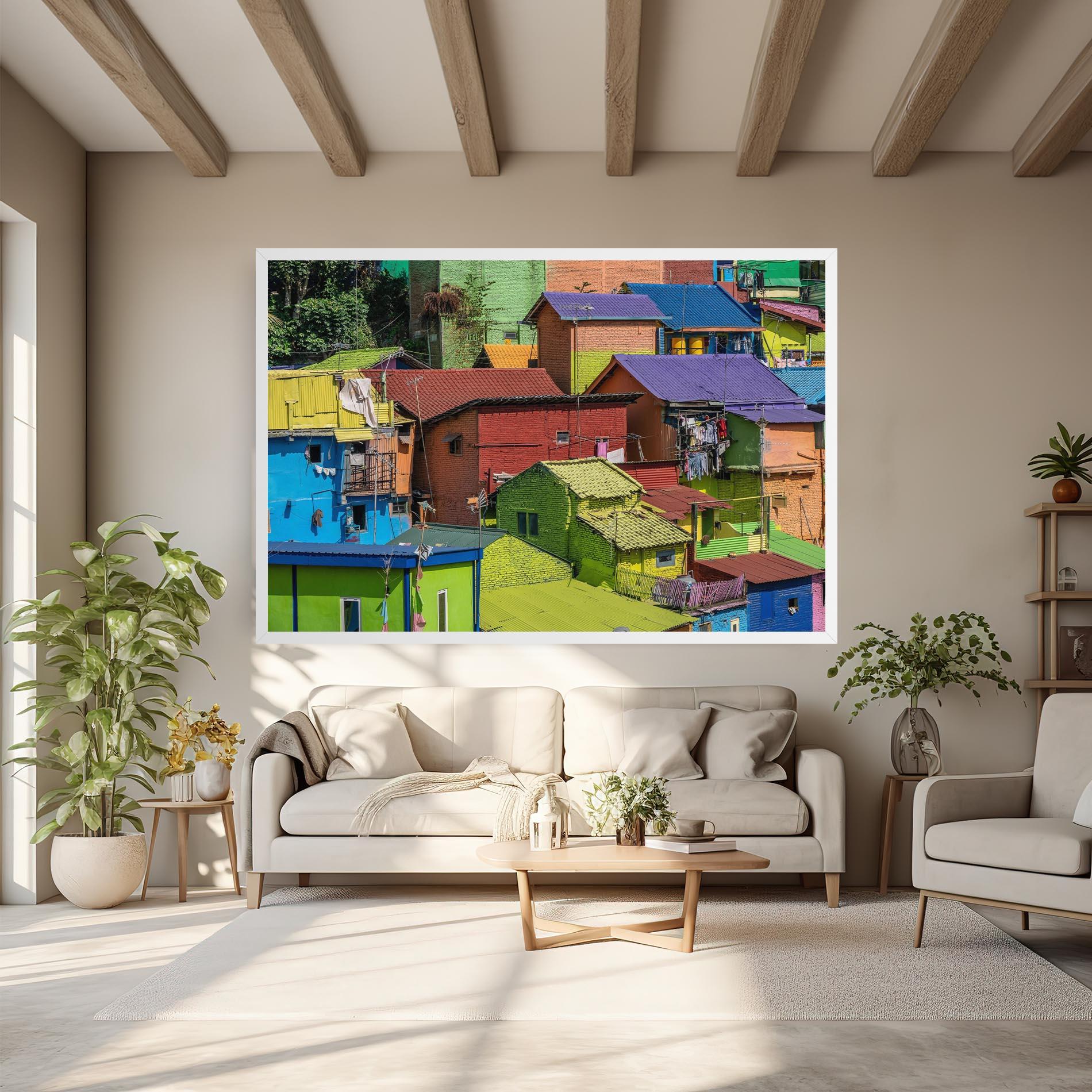 Картина на платно Colorful Small Houses mockup 6