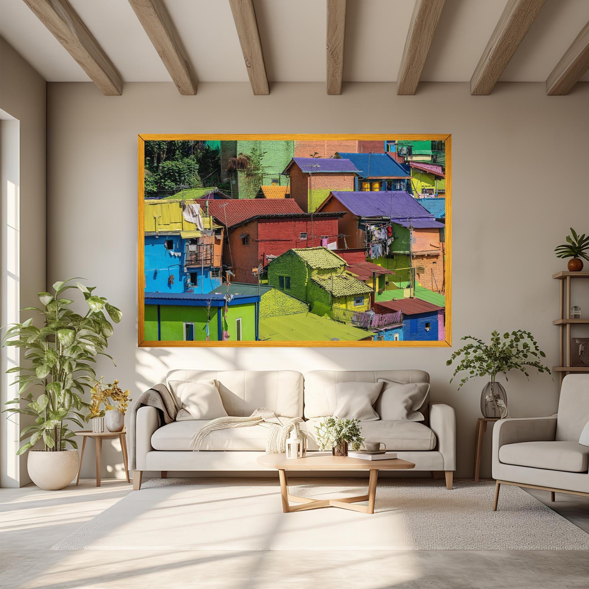 Картина на платно Colorful Small Houses mockup 6