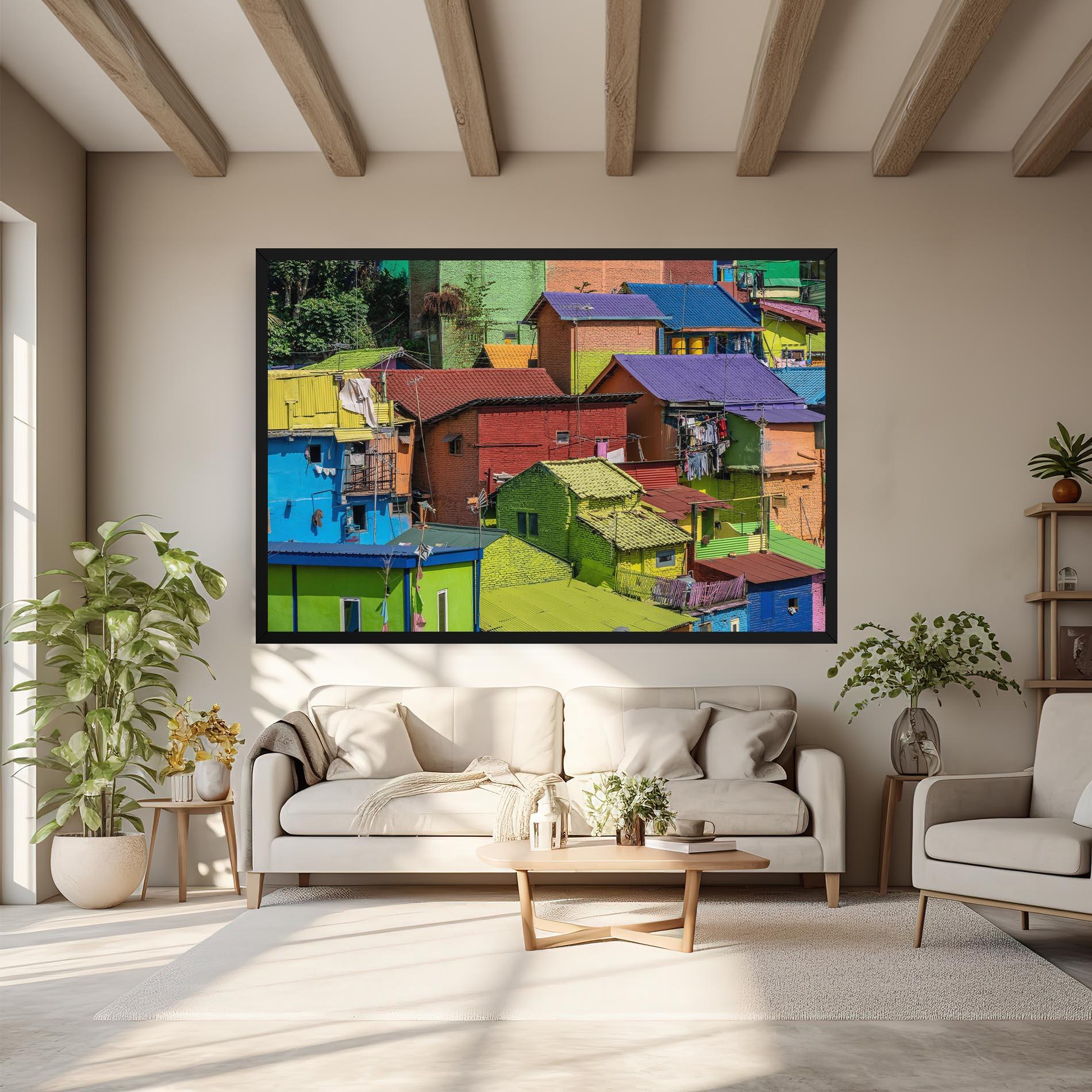 Картина на платно Colorful Small Houses mockup 6