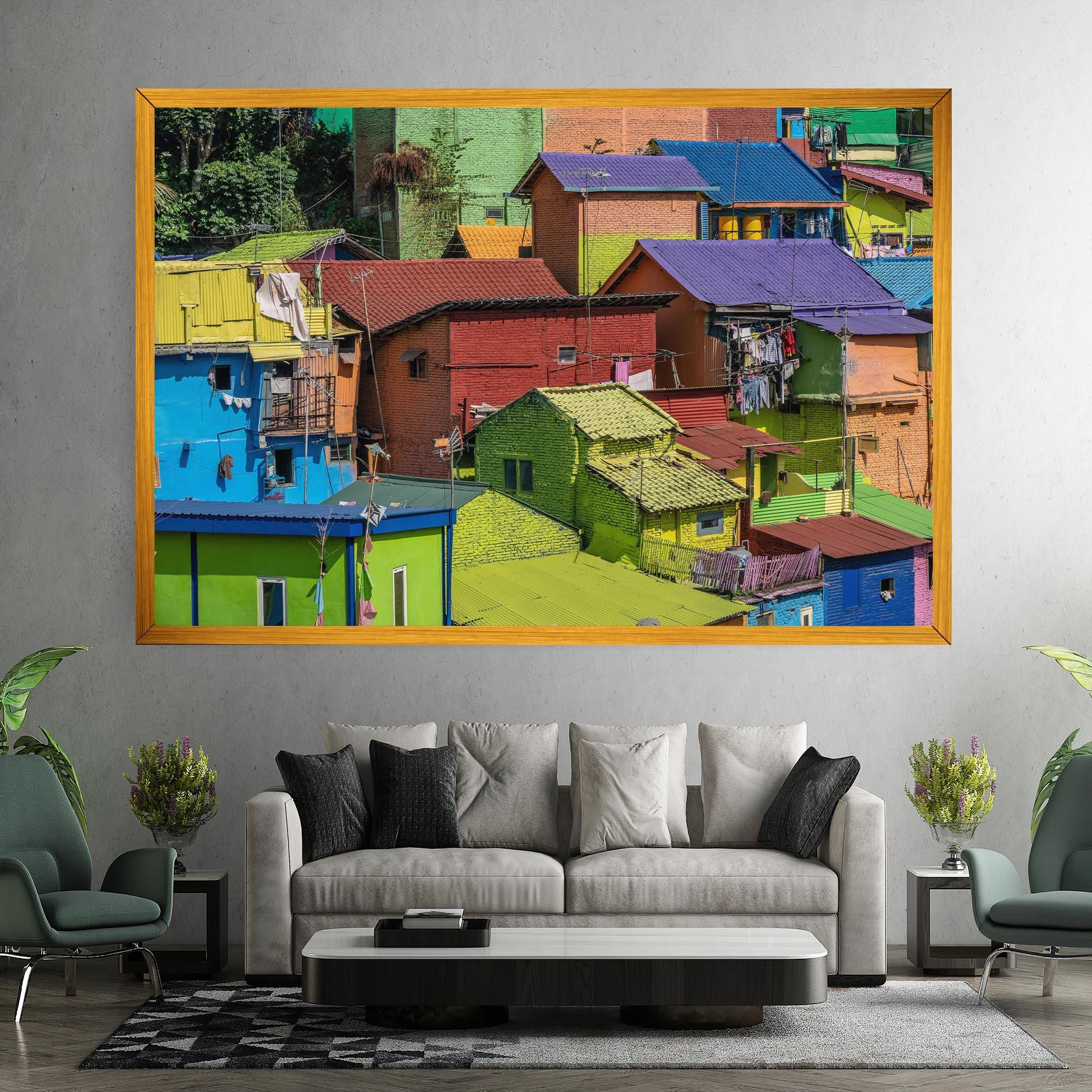 Картина на платно Colorful Small Houses mockup 7