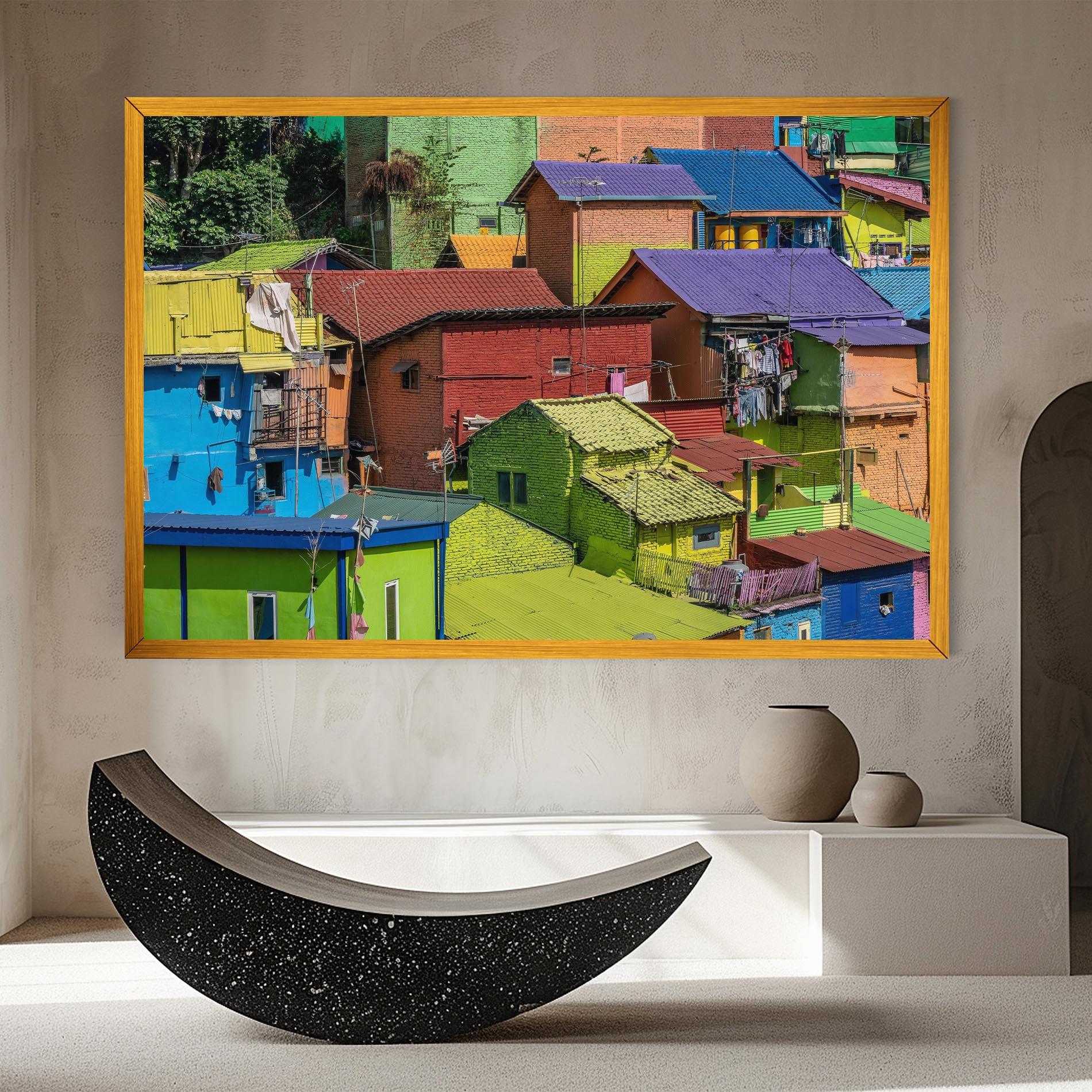 Картина на платно Colorful Small Houses mockup 8