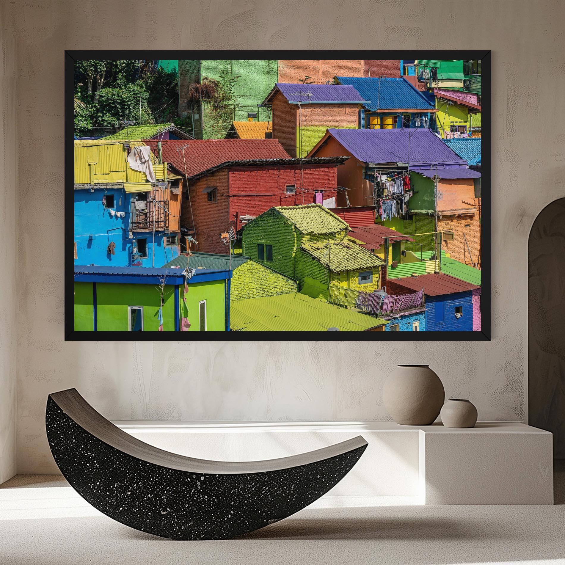 Картина на платно Colorful Small Houses mockup 8