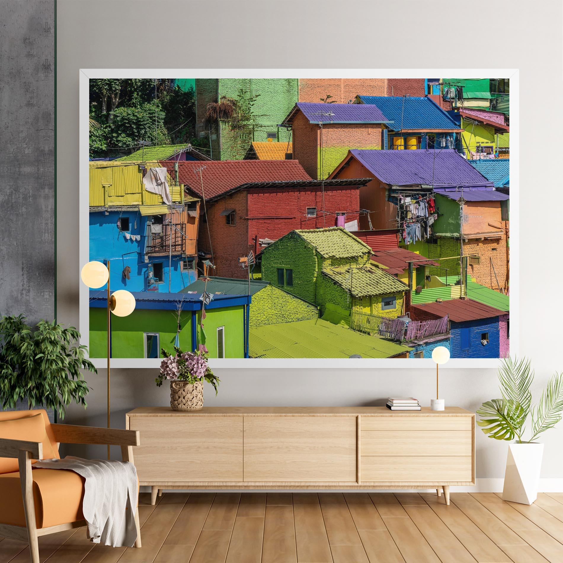 Картина на платно Colorful Small Houses mockup 9