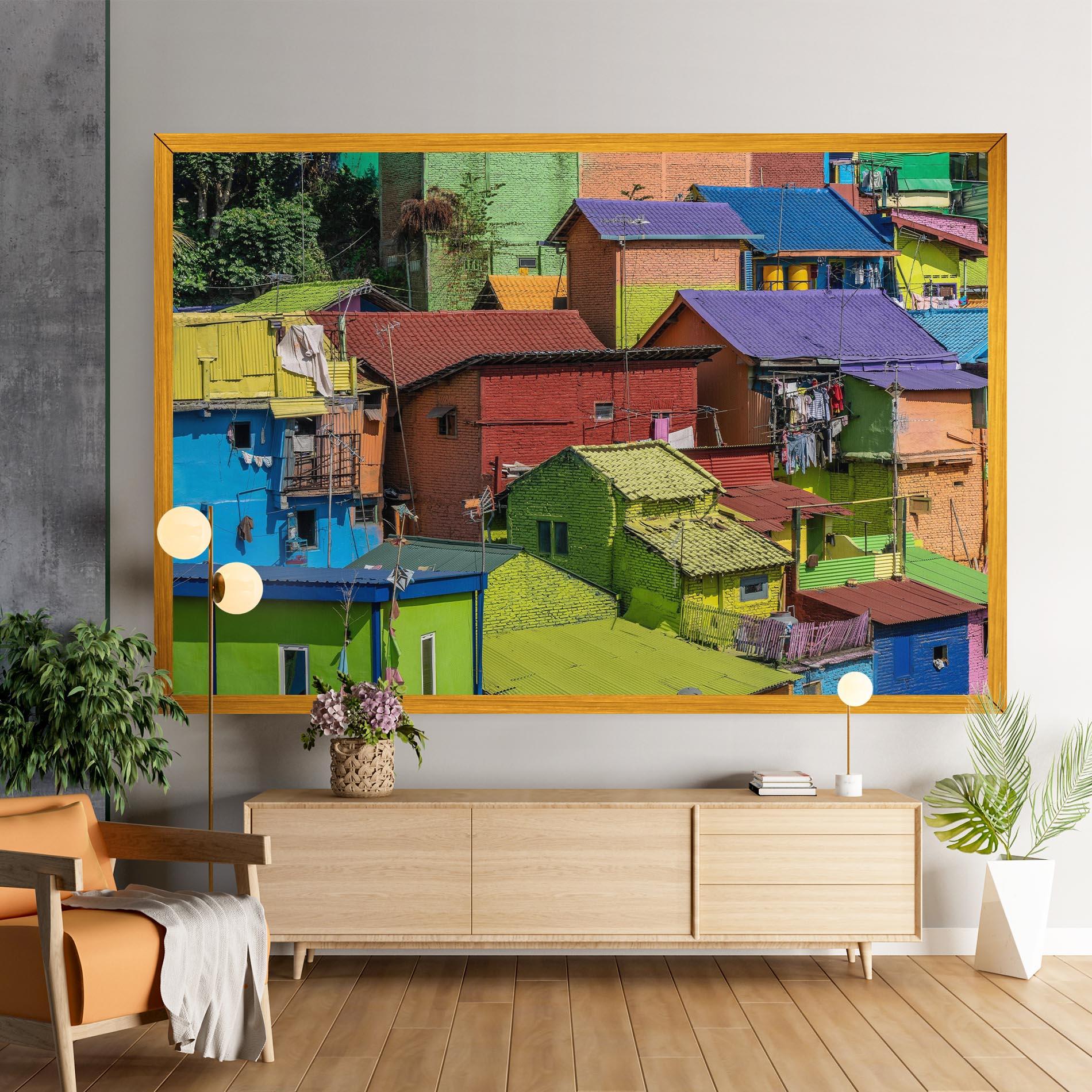 Картина на платно Colorful Small Houses mockup 9