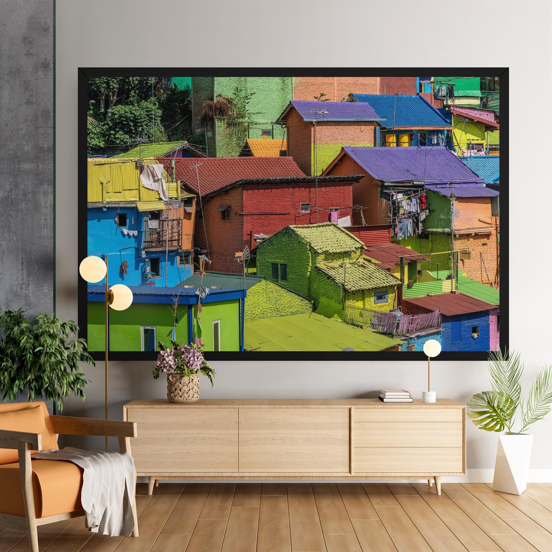 Картина на платно Colorful Small Houses mockup 9