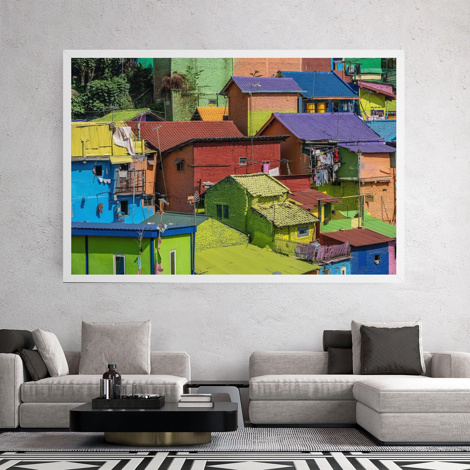 Картина на платно Colorful Small Houses mockup 2