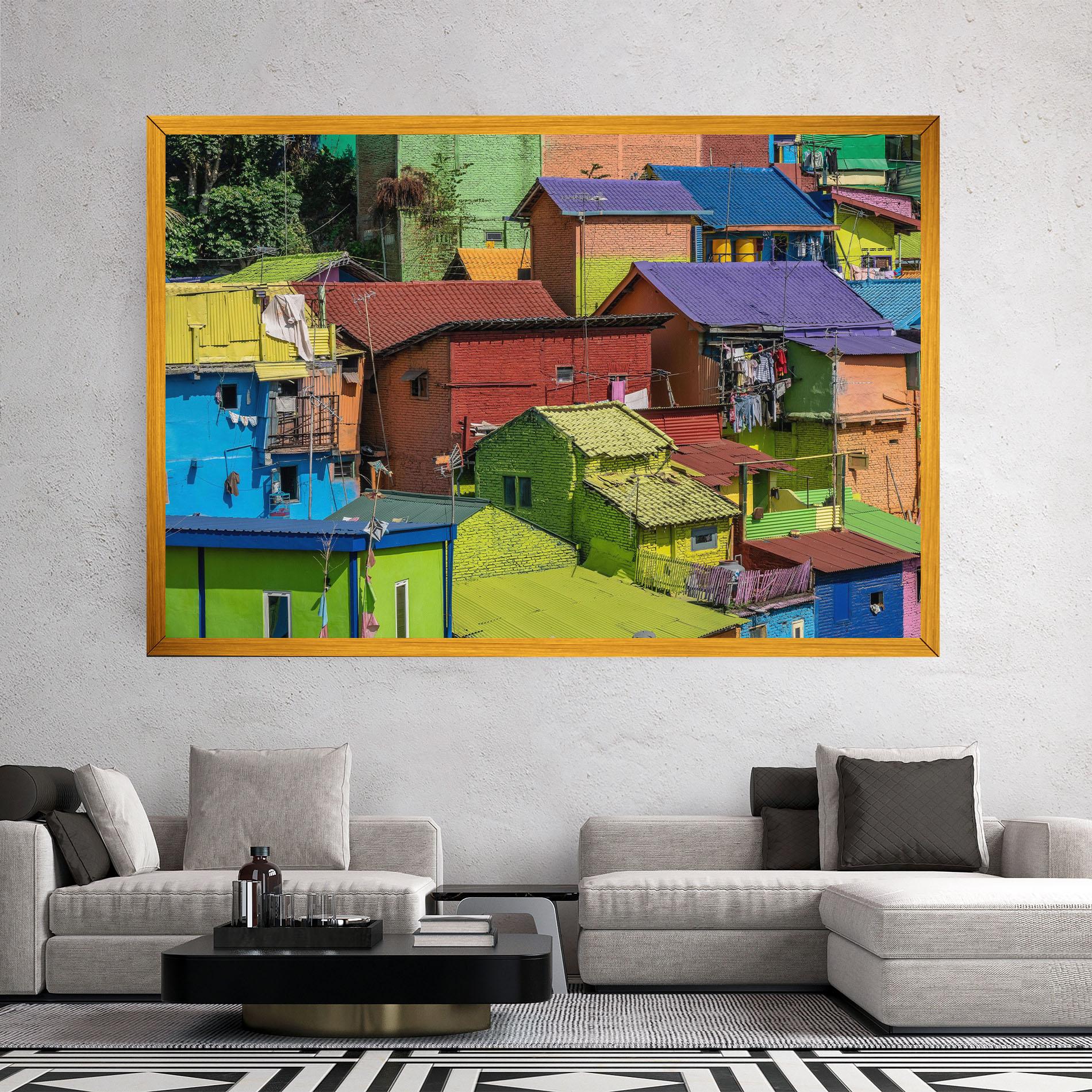 Картина на платно Colorful Small Houses mockup 2