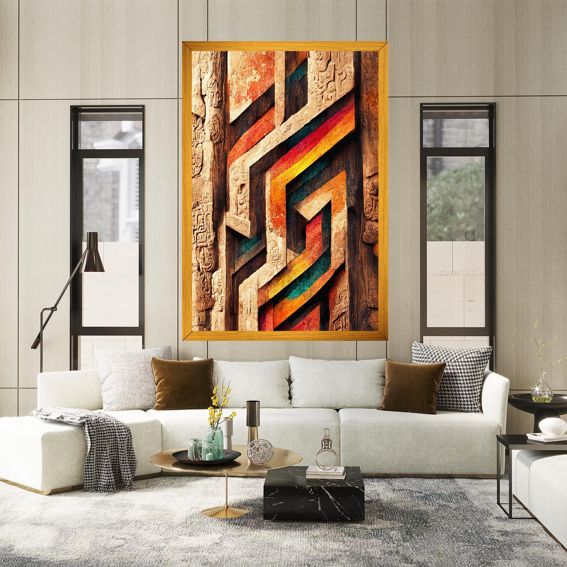 Картина на платно Mayan Style Wood mockup 2