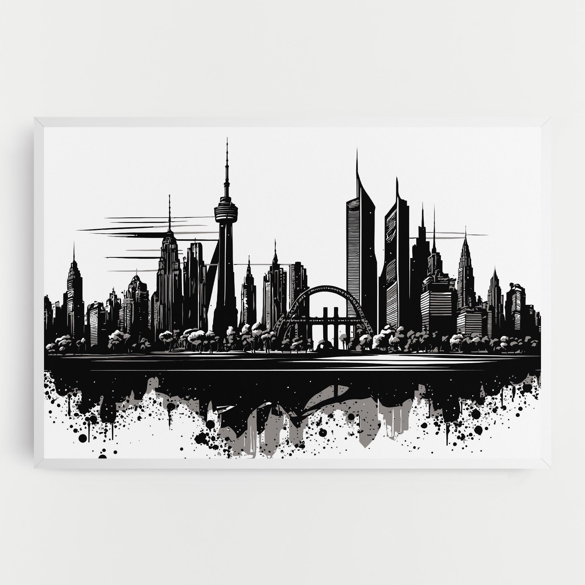 Картина на платно Black Ink City mockup 0