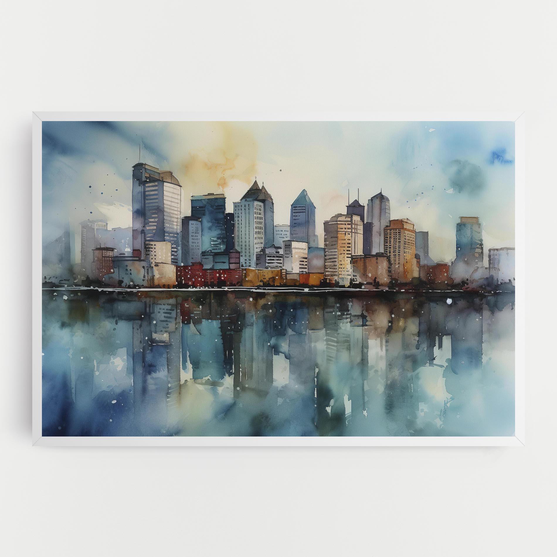 Картина на платно Watercolor City Skyline mockup 0