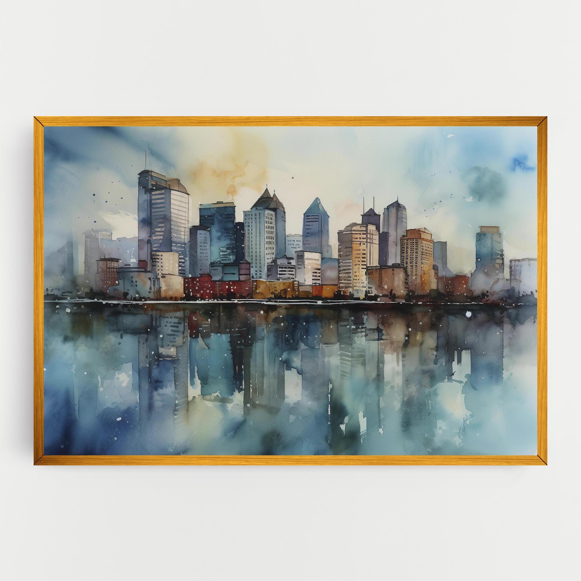 Картина на платно Watercolor City Skyline mockup 0
