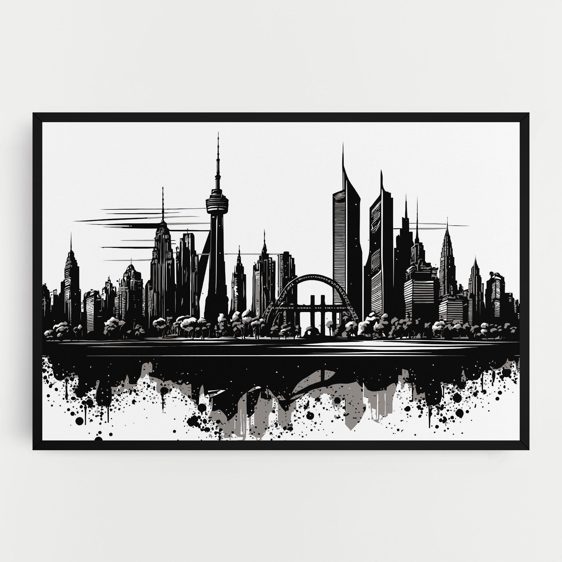 Картина на платно Black Ink City mockup 0