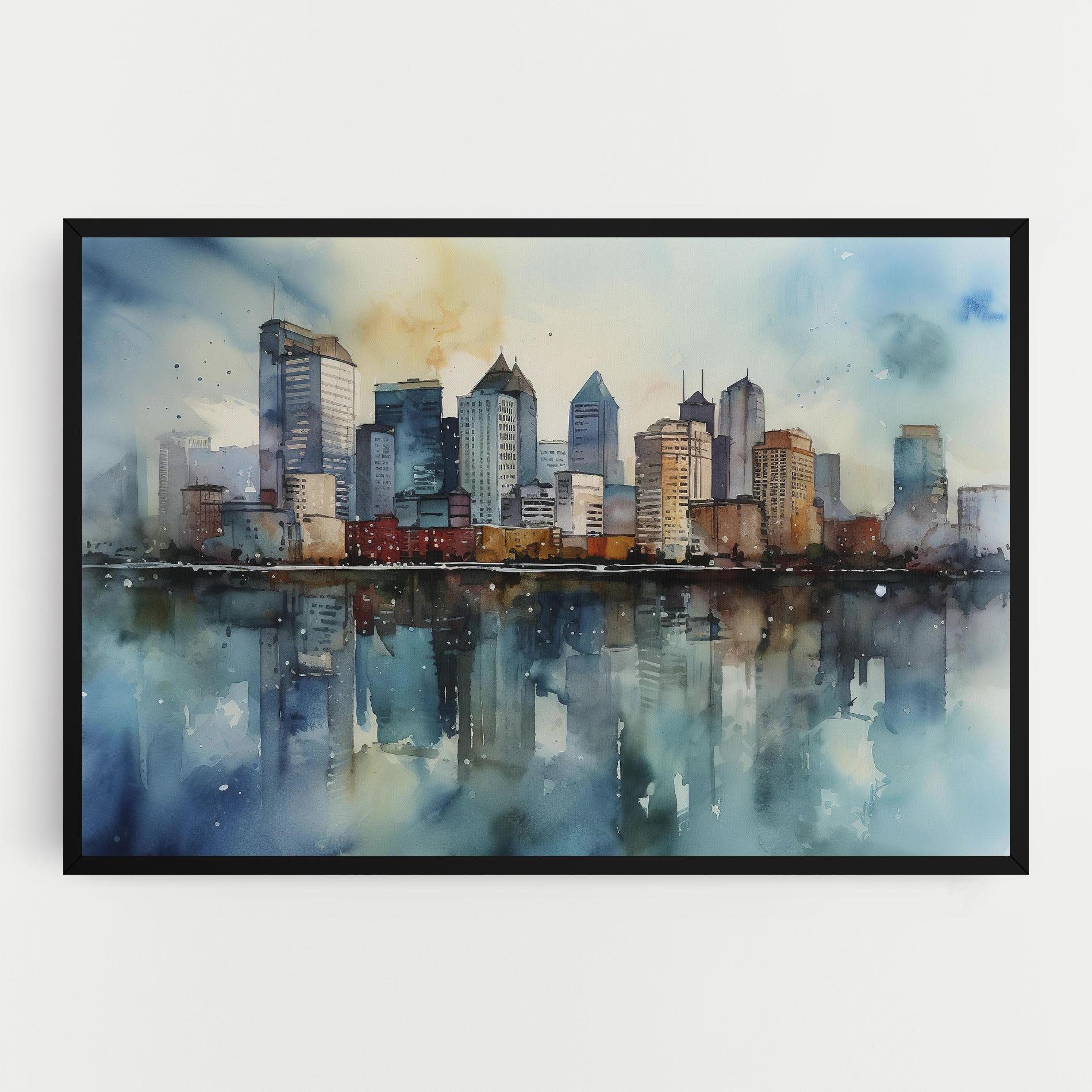 Картина на платно Watercolor City Skyline mockup 0