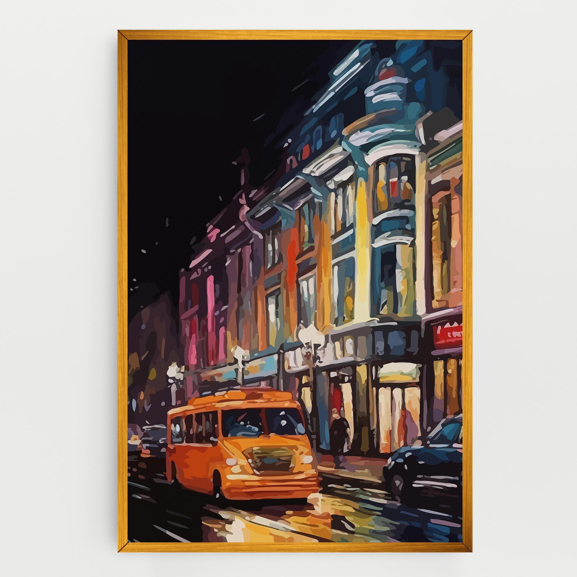 Картина на платно Yellow Car City Art mockup 0