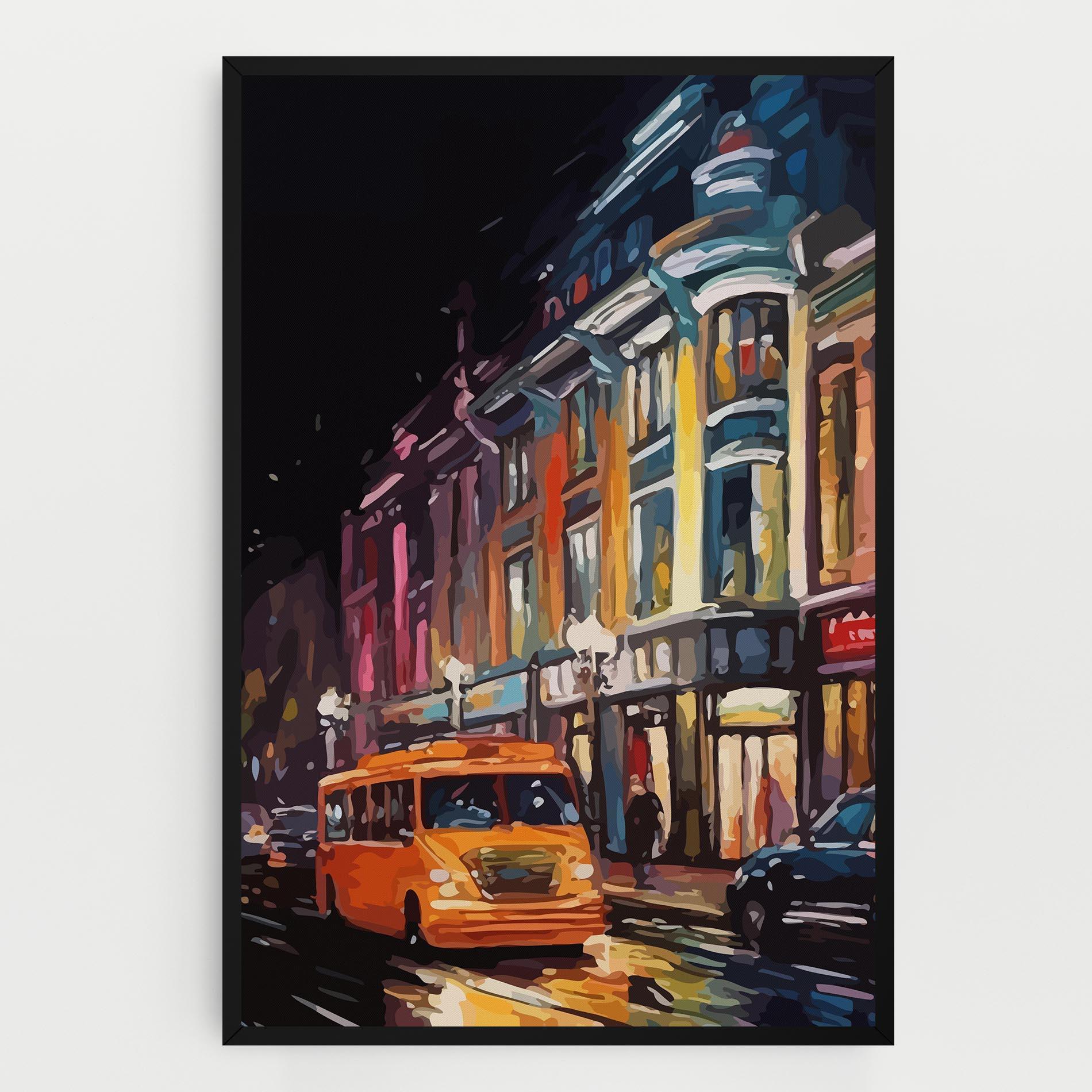 Картина на платно Yellow Car City Art mockup 0