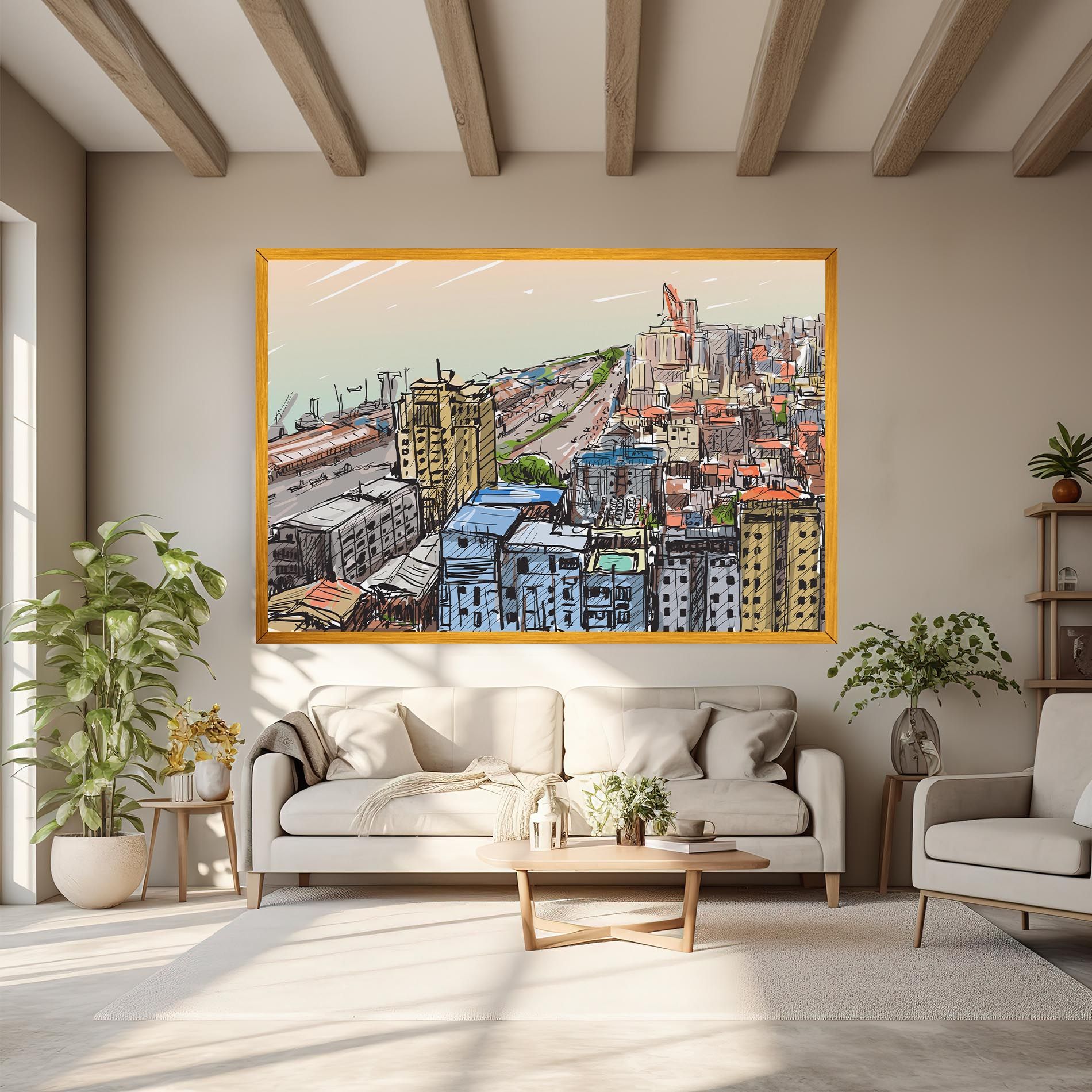 Colorful City Drawing mockup 6