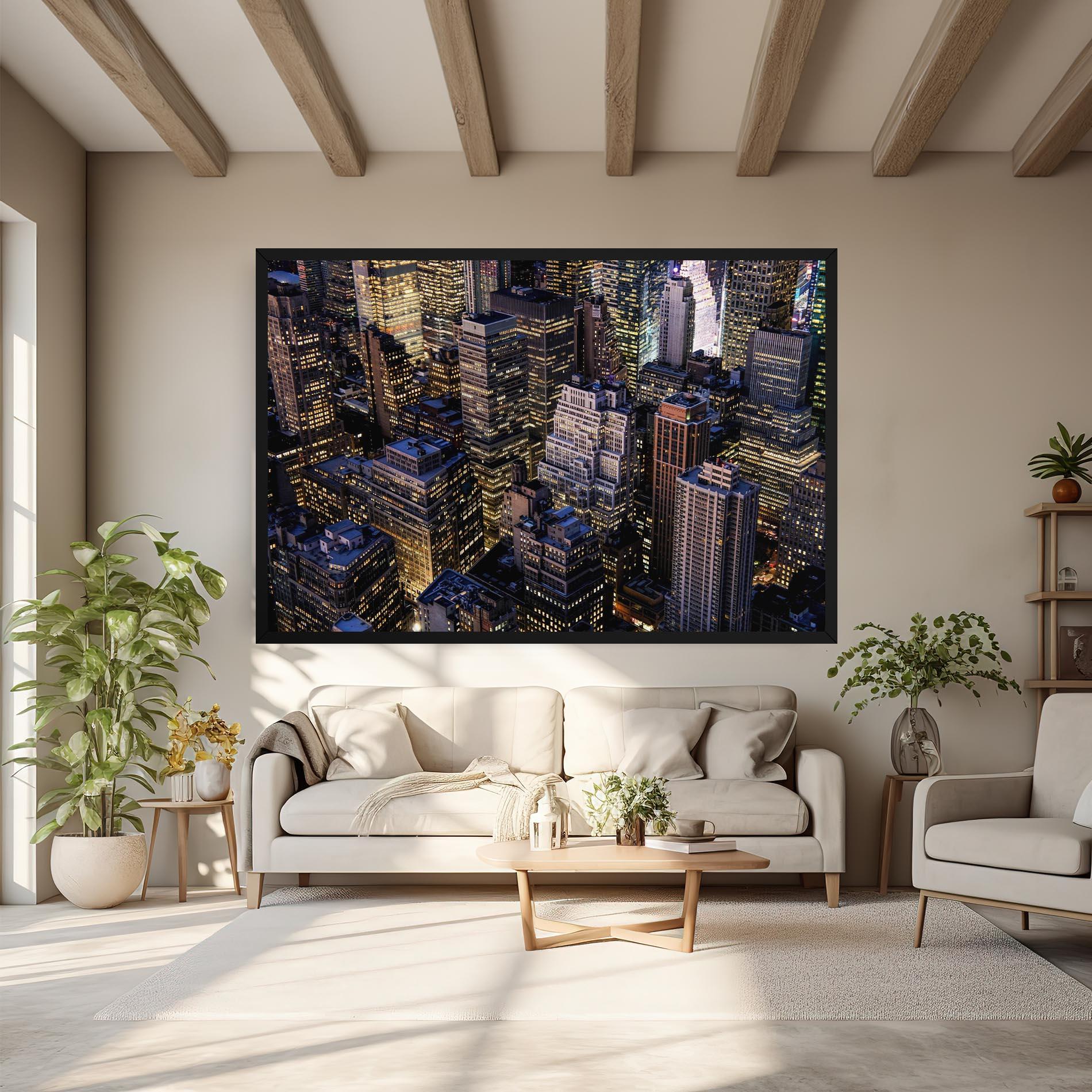 Картина на платно Blue Gold Skylines mockup 6