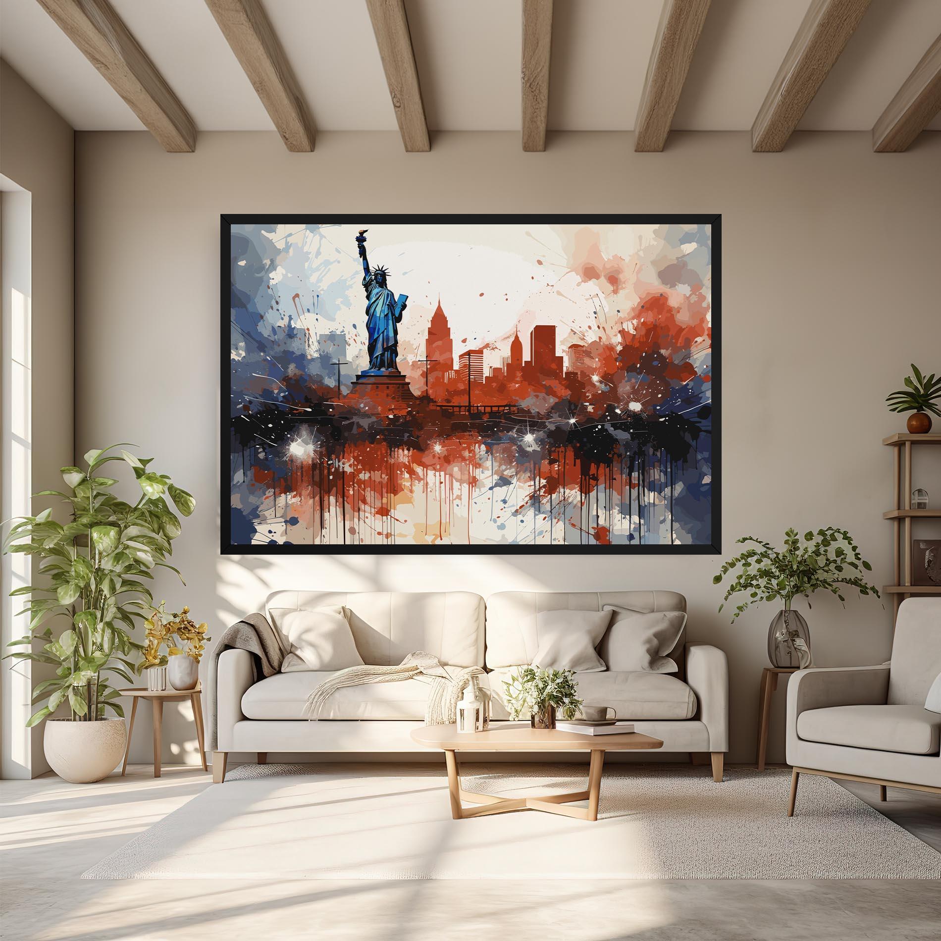 Картина на платно Red Blue Liberty Statue mockup 6