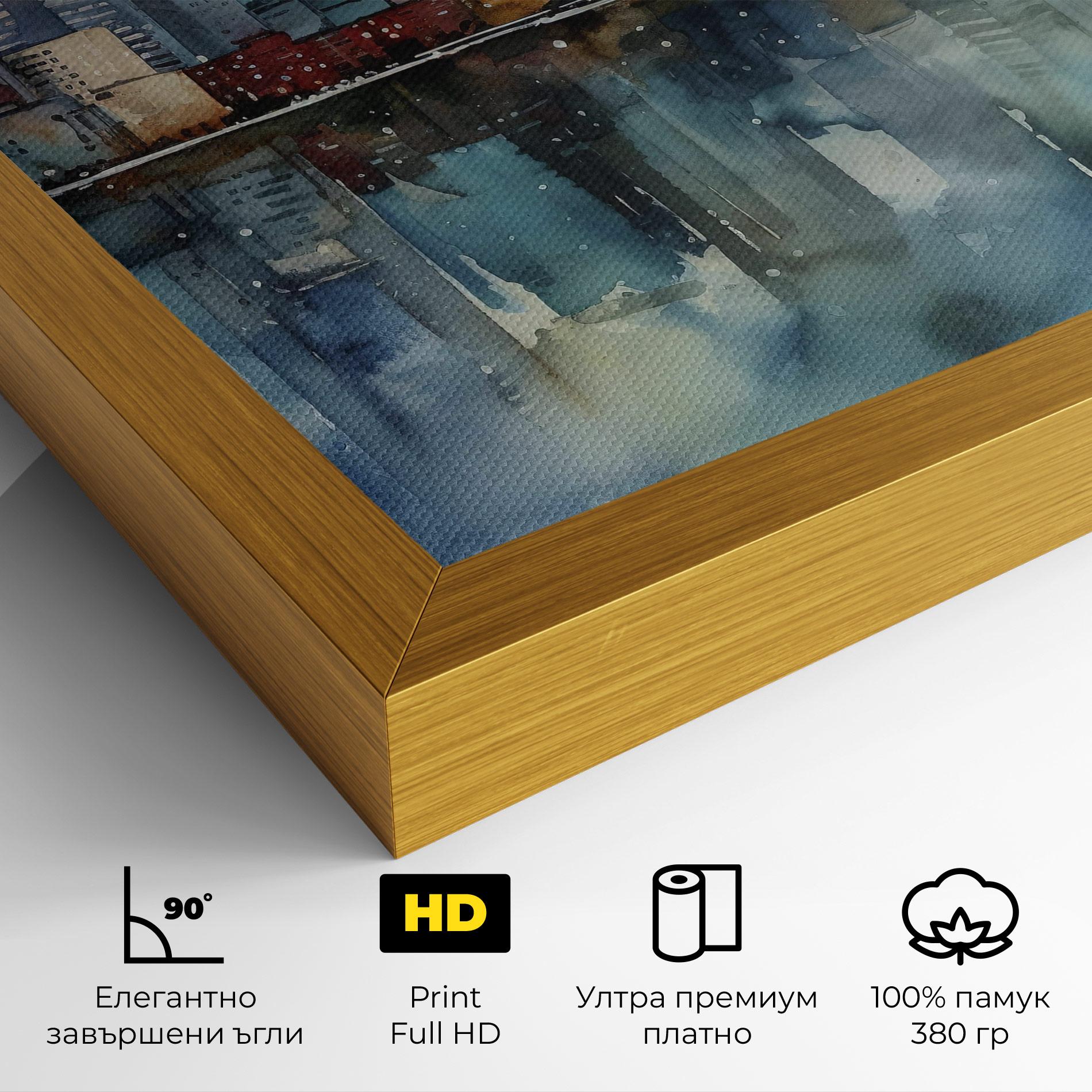 Картина на платно Watercolor City Skyline mockup 4
