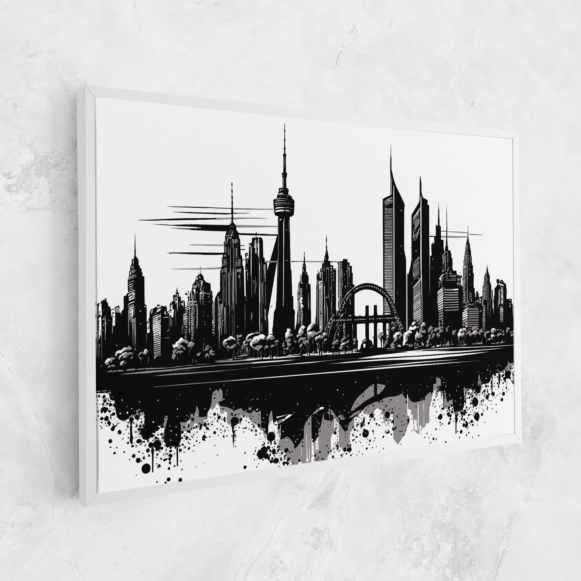 Картина на платно Black Ink City mockup 1