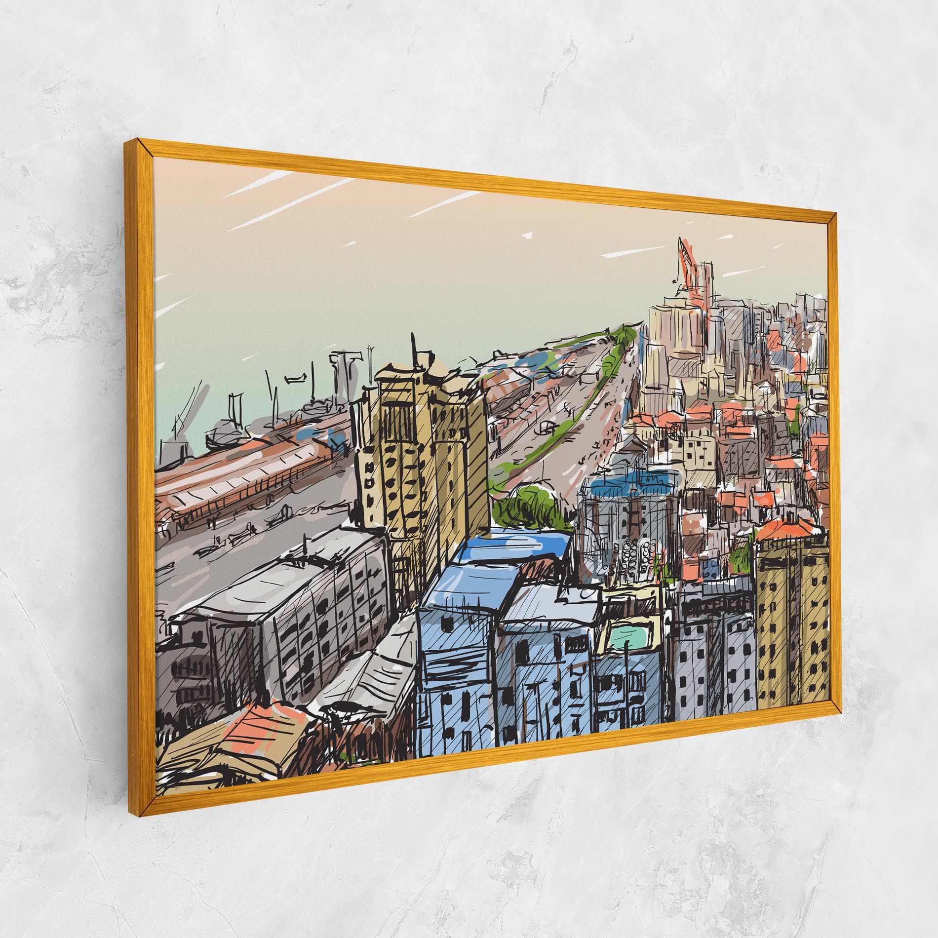 Colorful City Drawing mockup 1