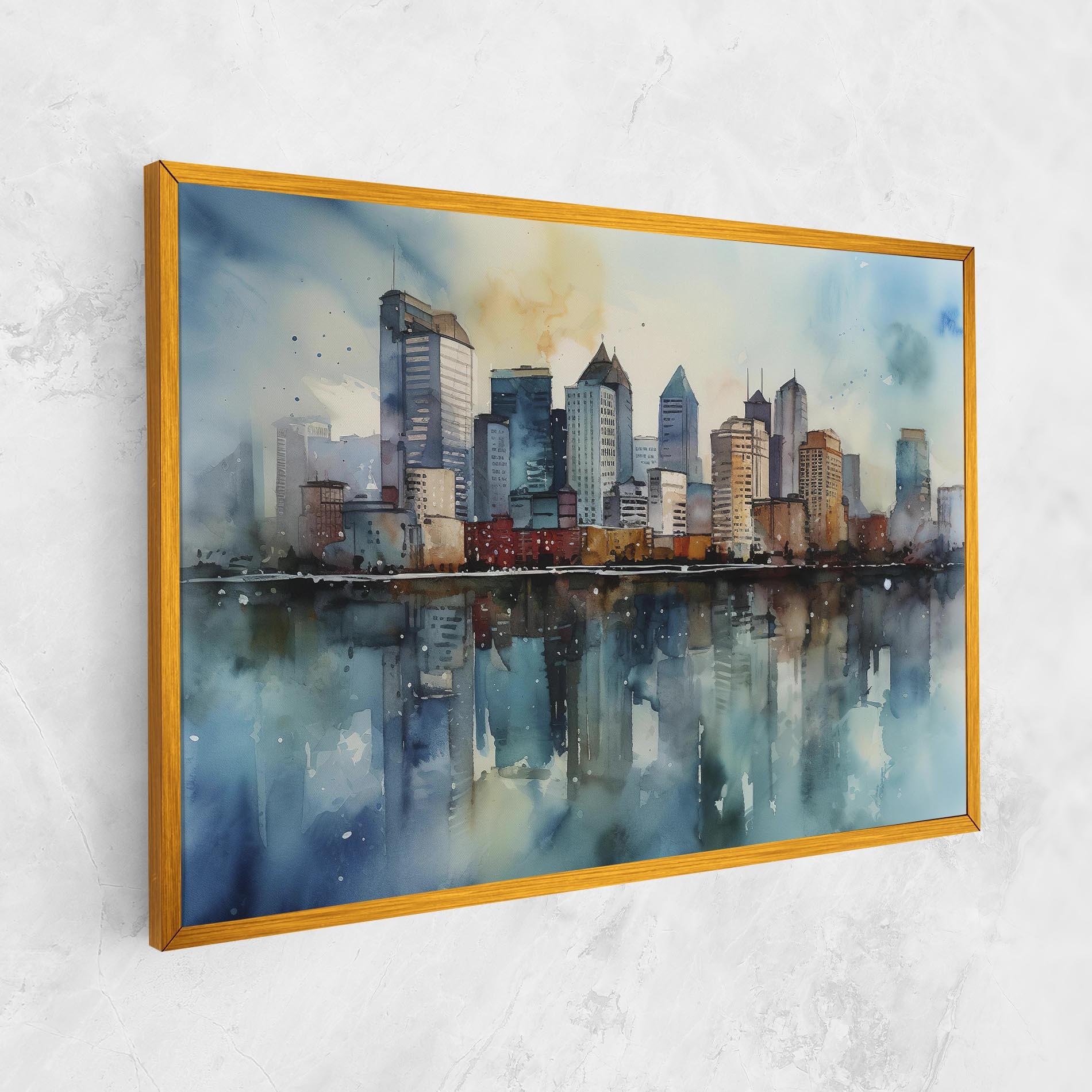 Картина на платно Watercolor City Skyline mockup 1