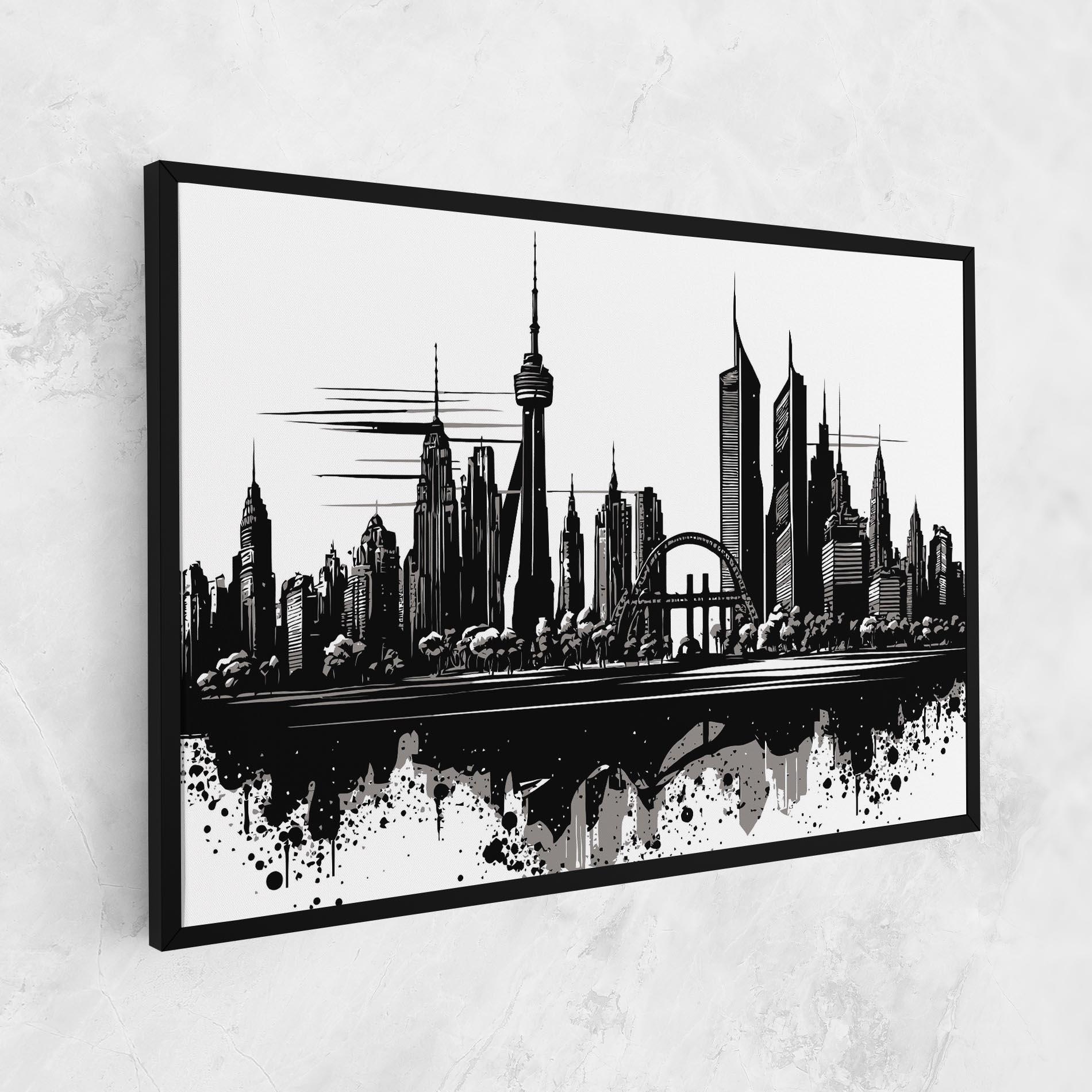 Картина на платно Black Ink City mockup 1