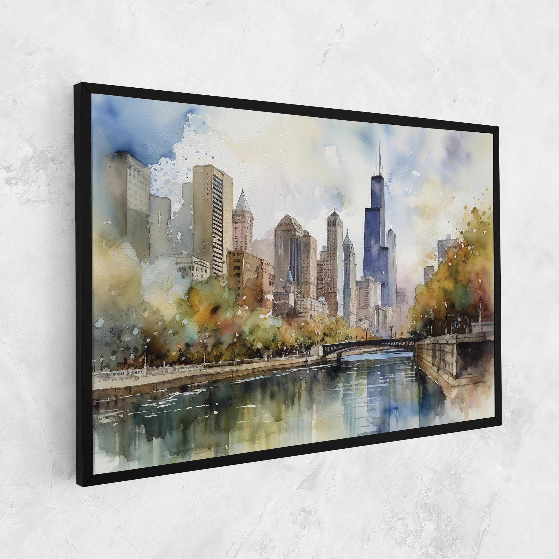 Картина на платно City Skyline Painting mockup 1