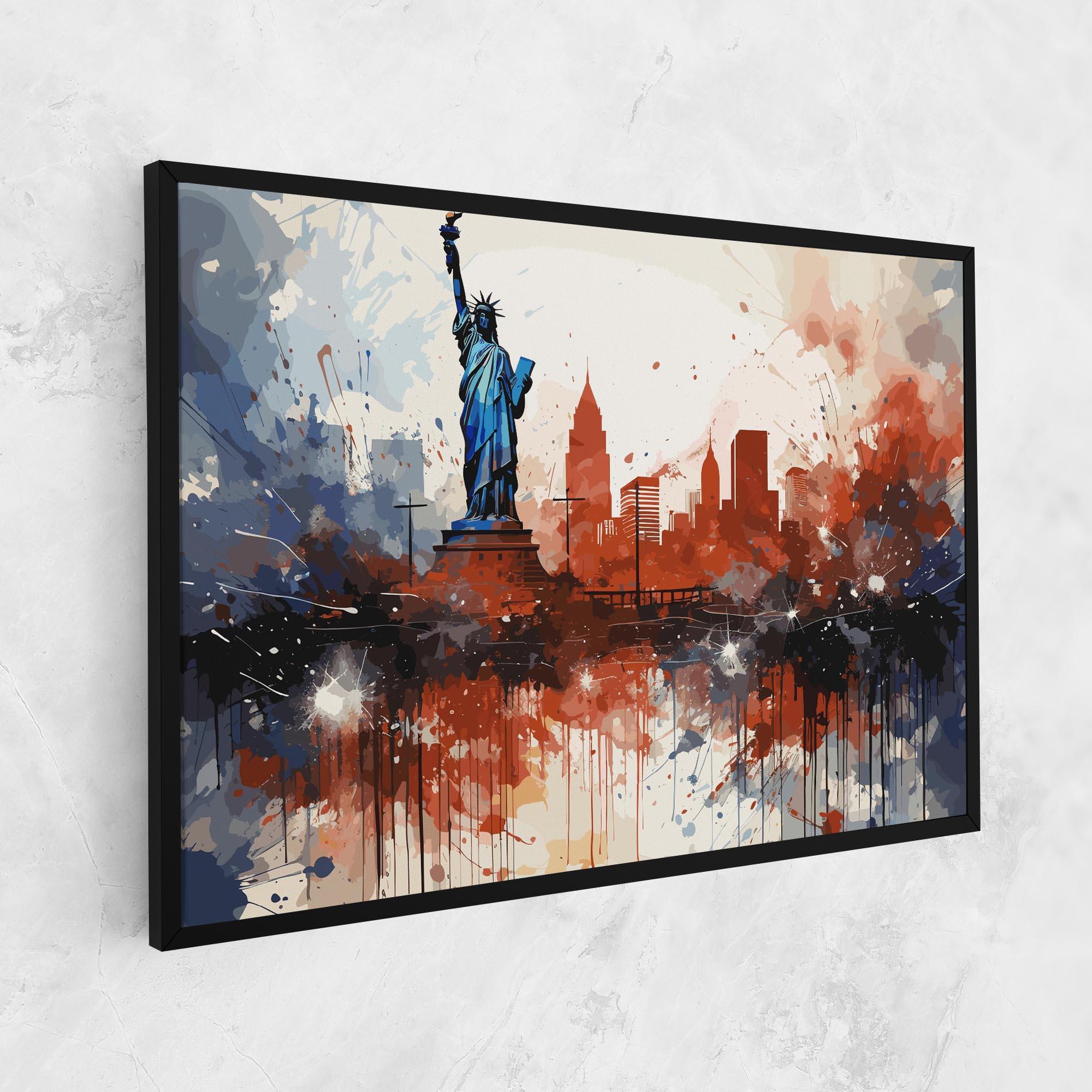 Картина на платно Red Blue Liberty Statue mockup 1