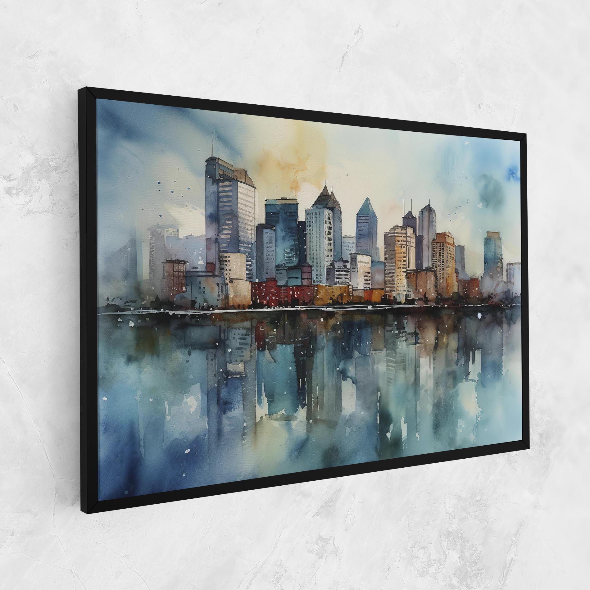 Картина на платно Watercolor City Skyline mockup 1