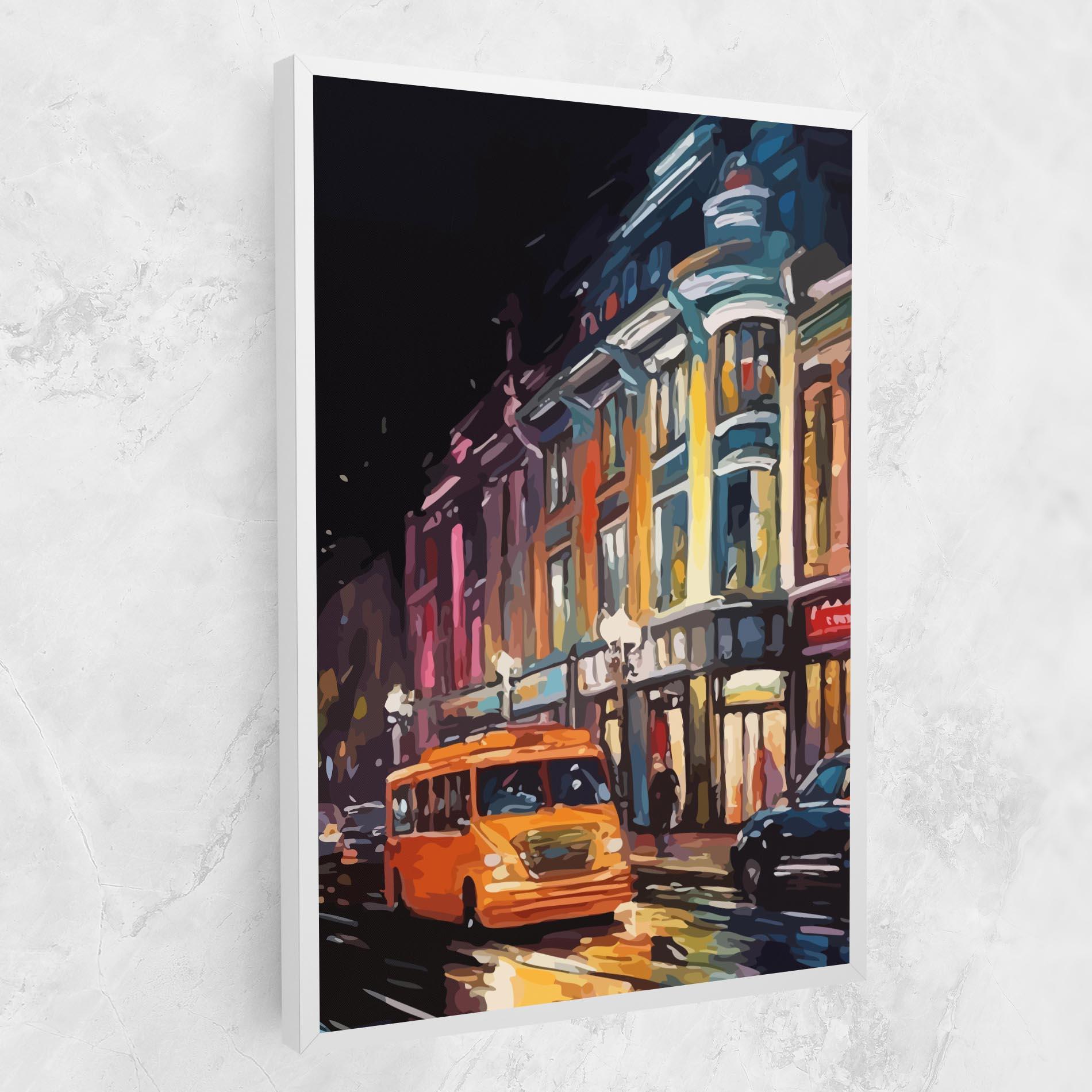 Картина на платно Yellow Car City Art mockup 1