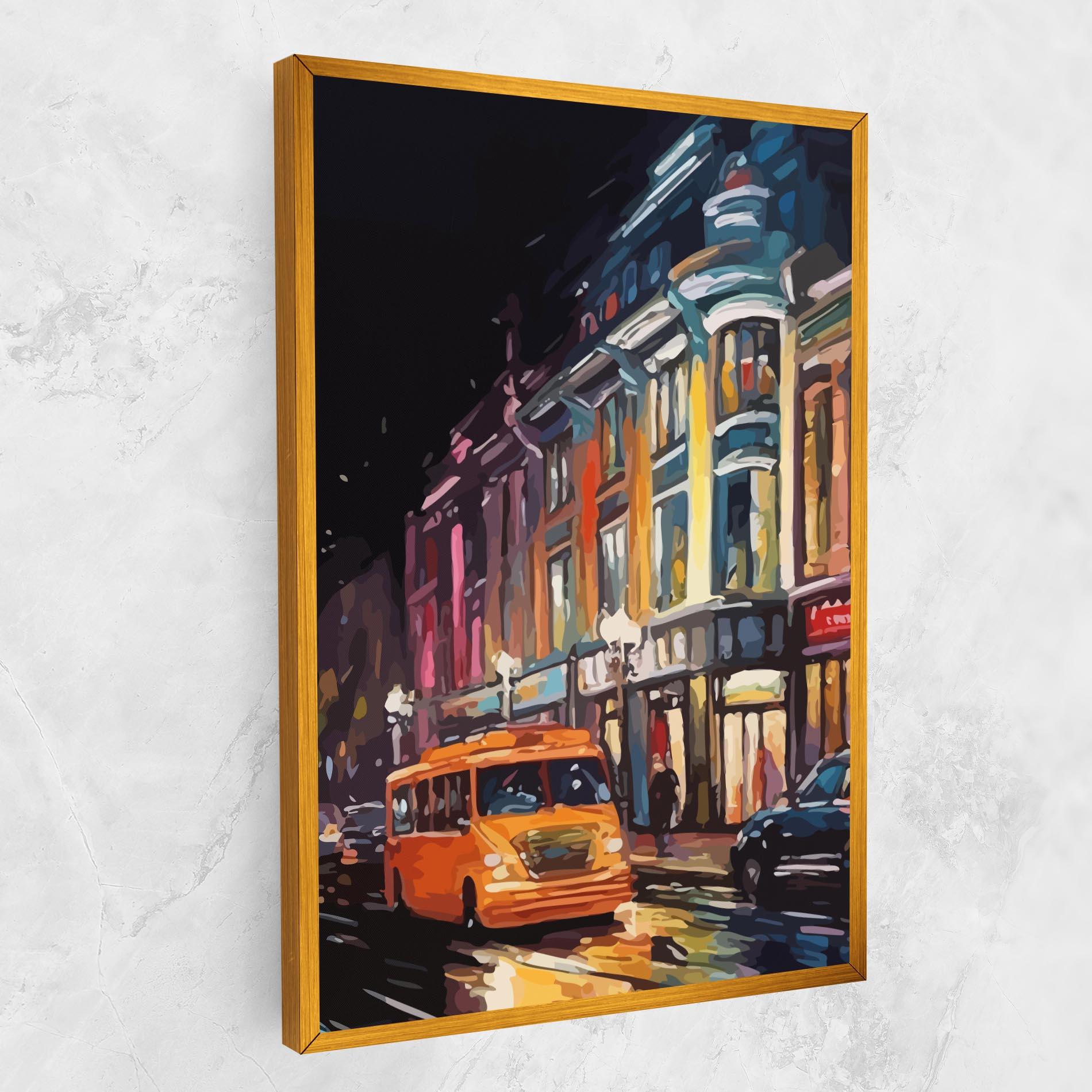 Картина на платно Yellow Car City Art mockup 1