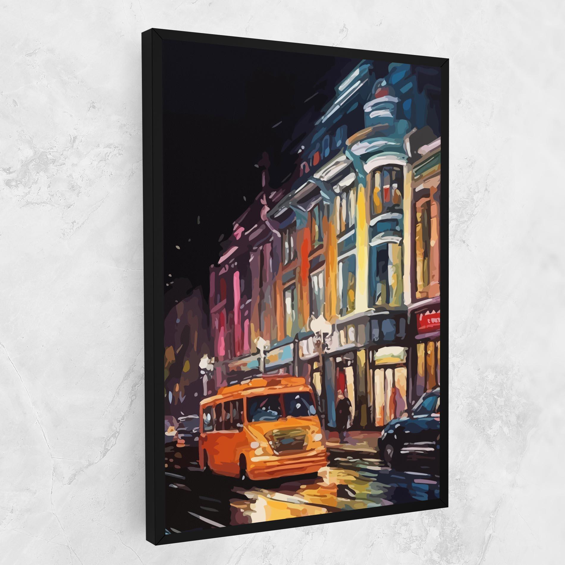 Картина на платно Yellow Car City Art mockup 1