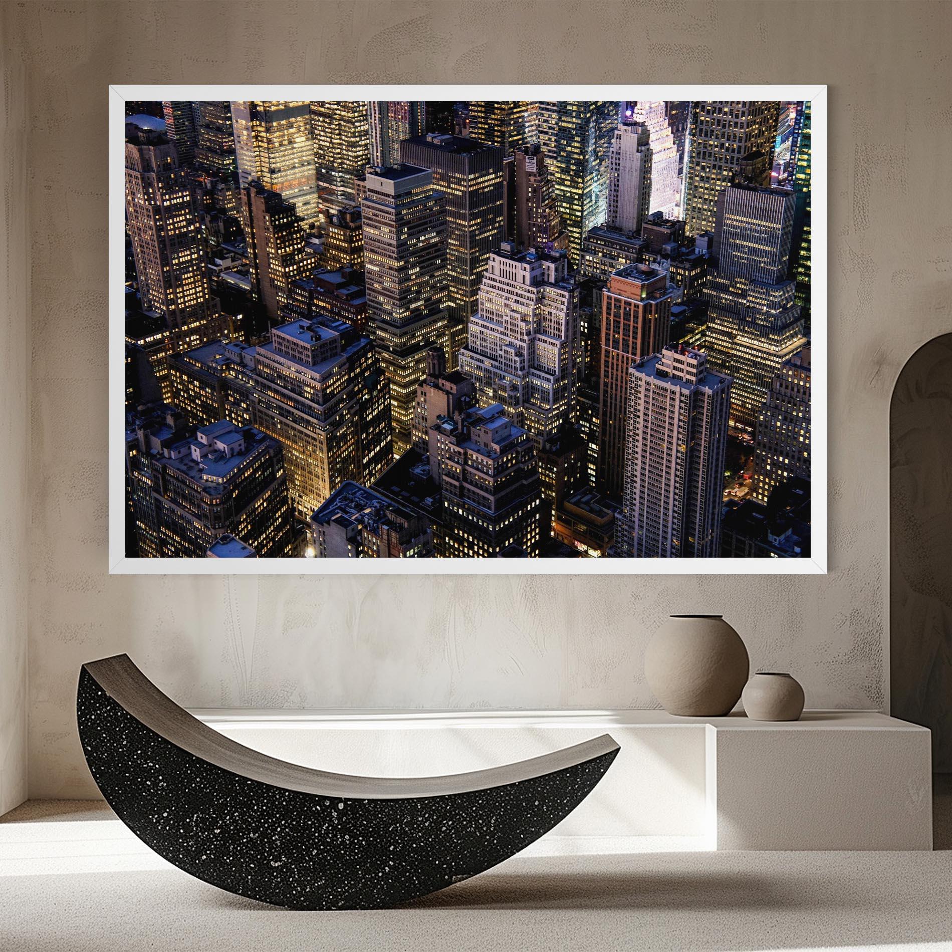 Картина на платно Blue Gold Skylines mockup 8