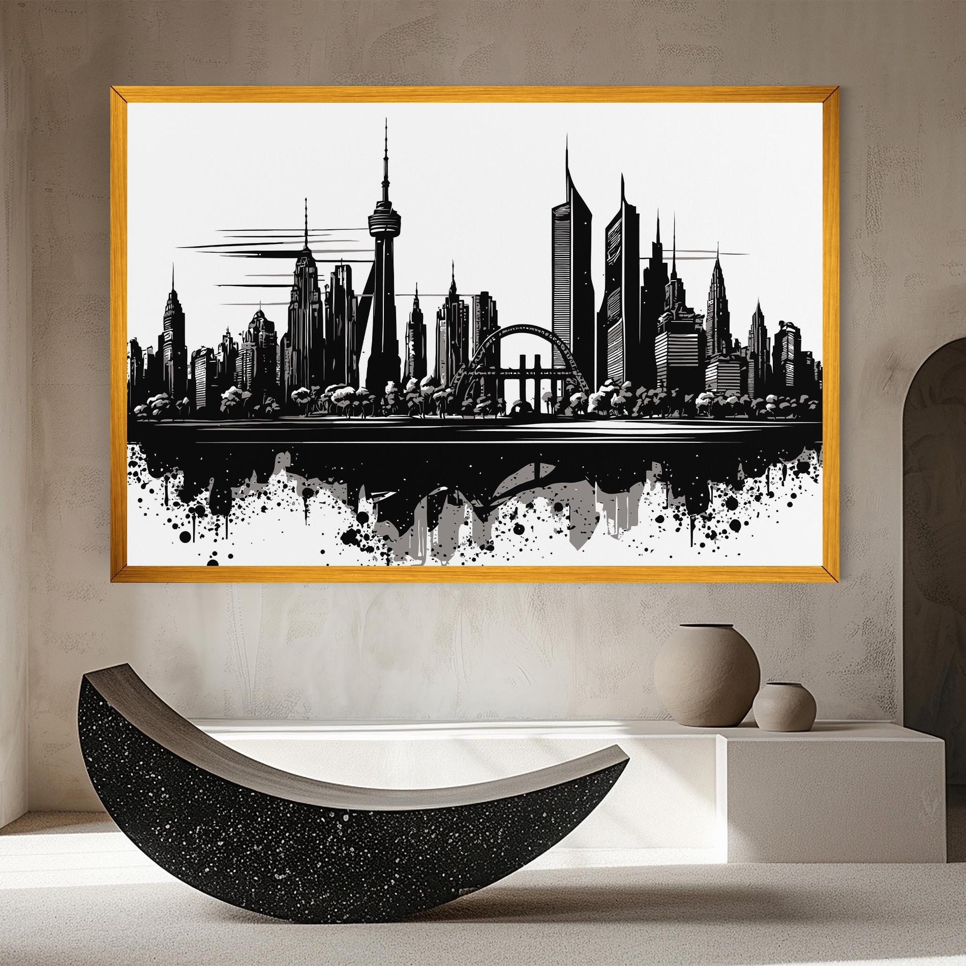 Картина на платно Black Ink City mockup 8