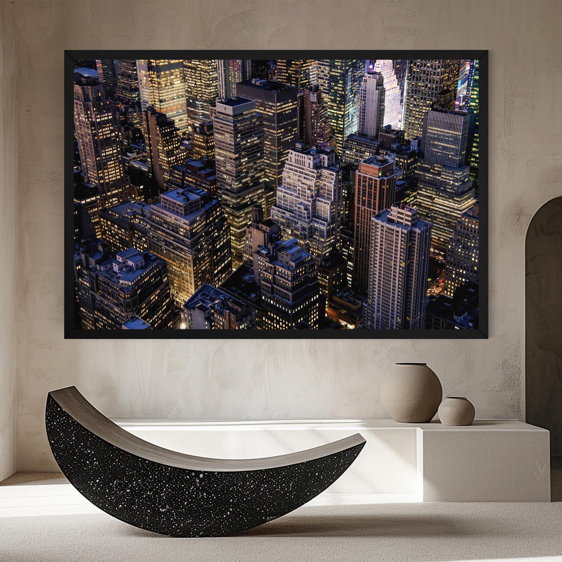 Картина на платно Blue Gold Skylines mockup 8