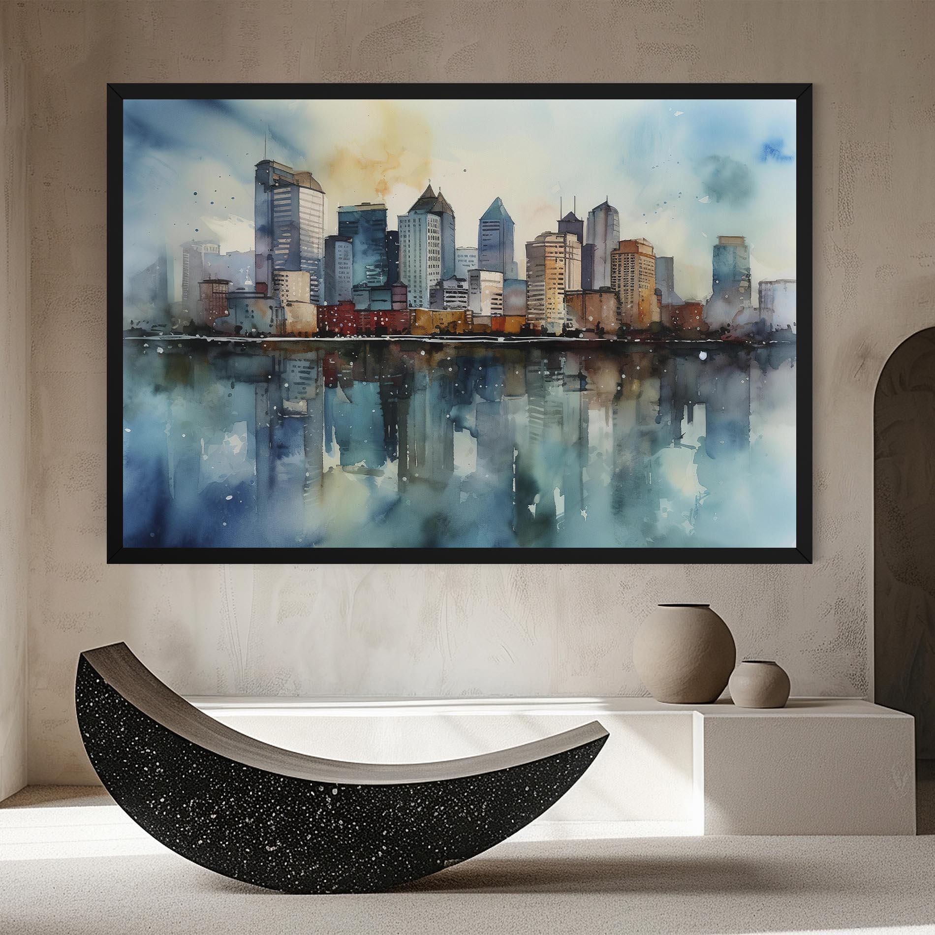 Картина на платно Watercolor City Skyline mockup 8