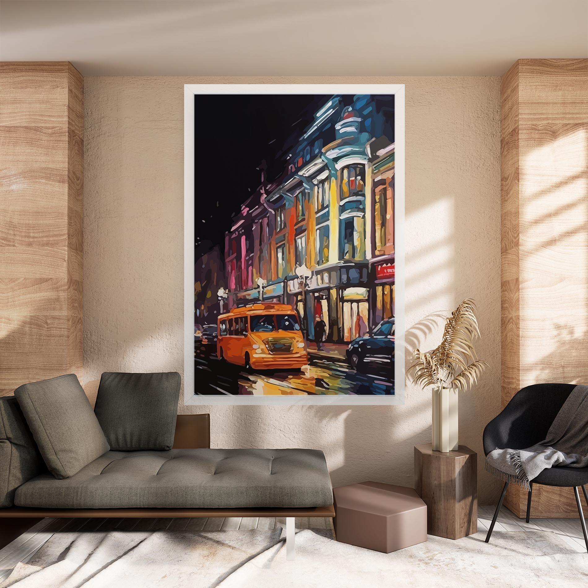 Картина на платно Yellow Car City Art mockup 8