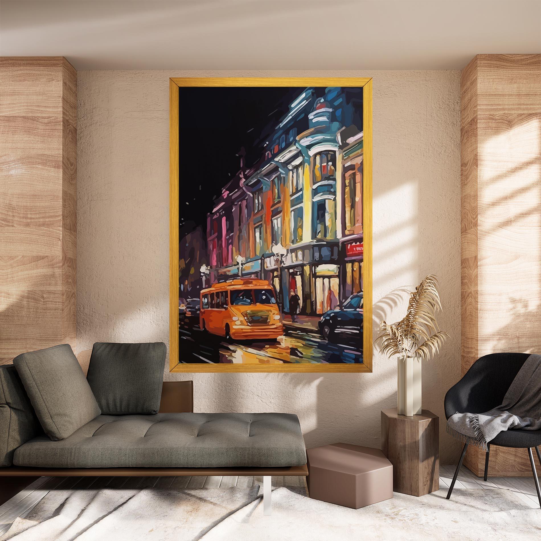 Картина на платно Yellow Car City Art mockup 8