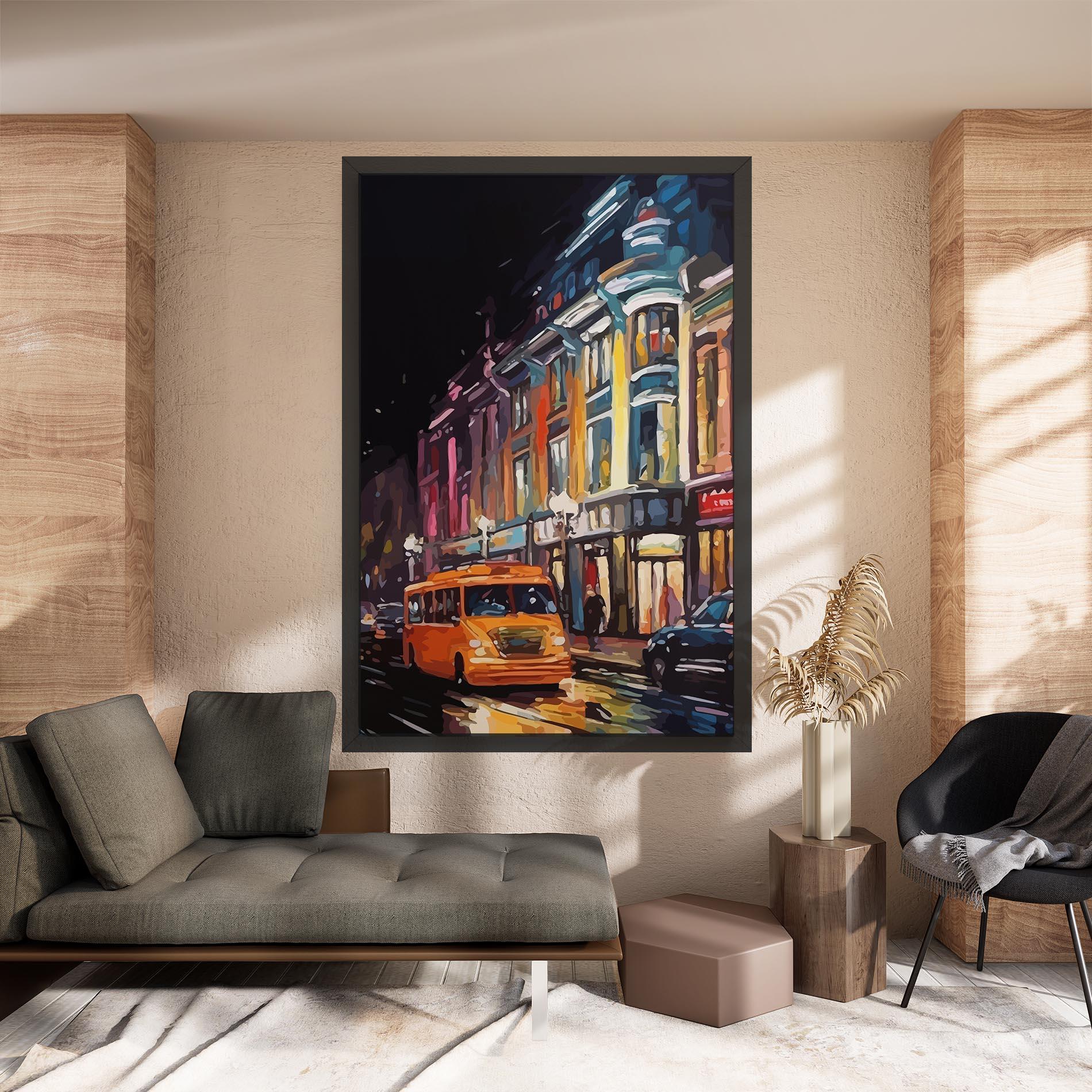 Картина на платно Yellow Car City Art mockup 8