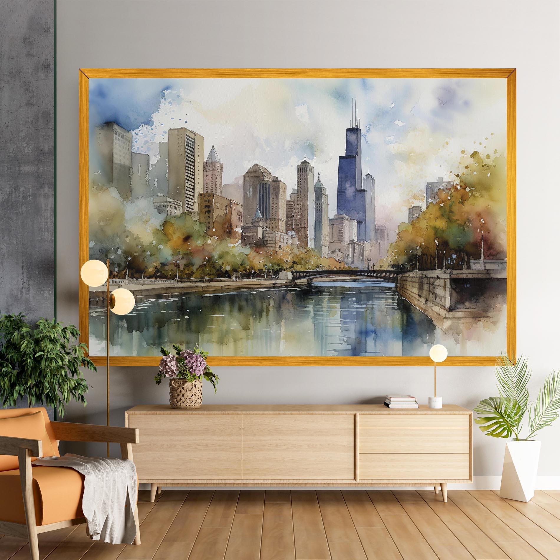 Картина на платно City Skyline Painting mockup 9